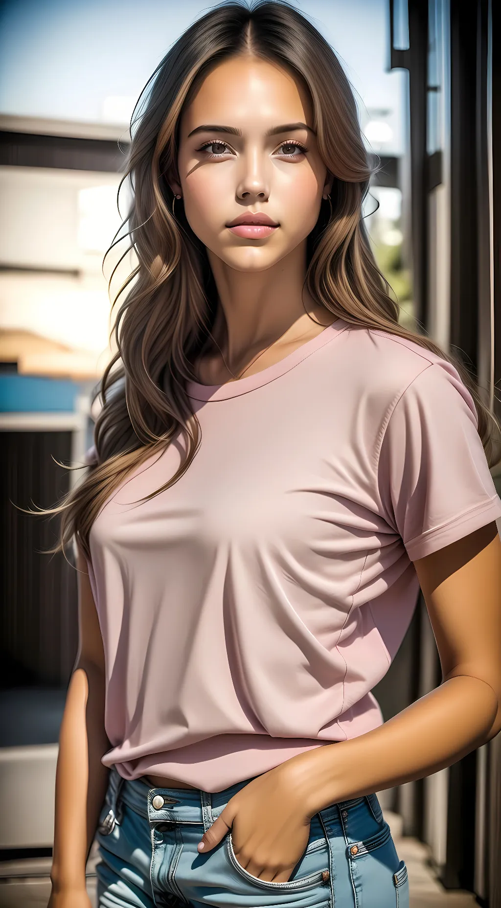 ai character: Jessica alba  background