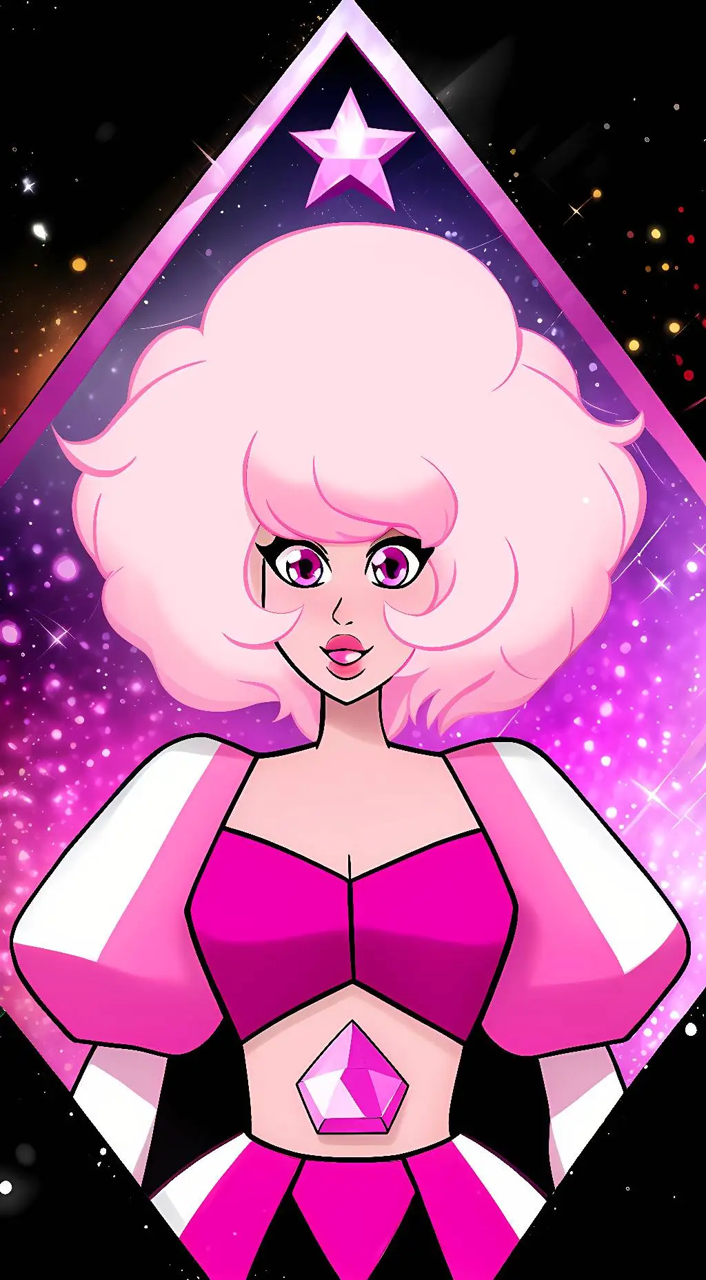 ai character: Pink diamond background