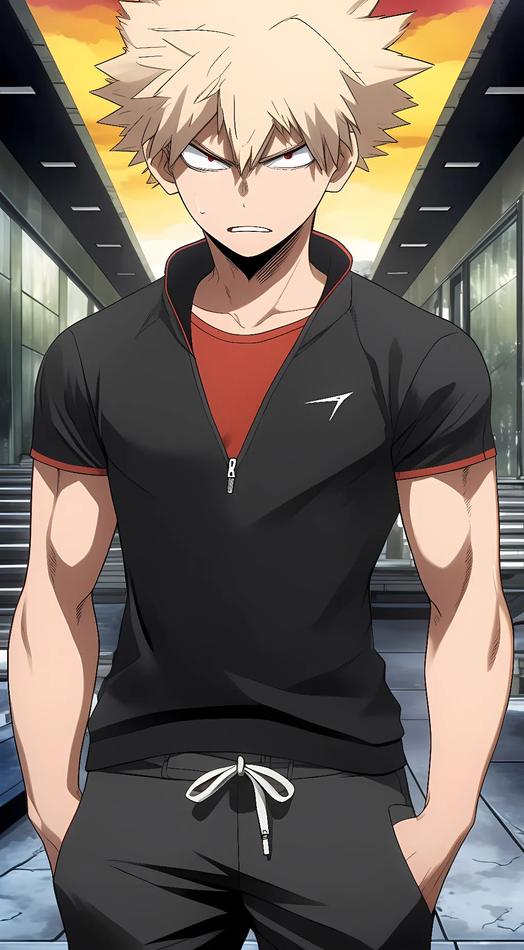 ai character: Katsuki Bakugo  background