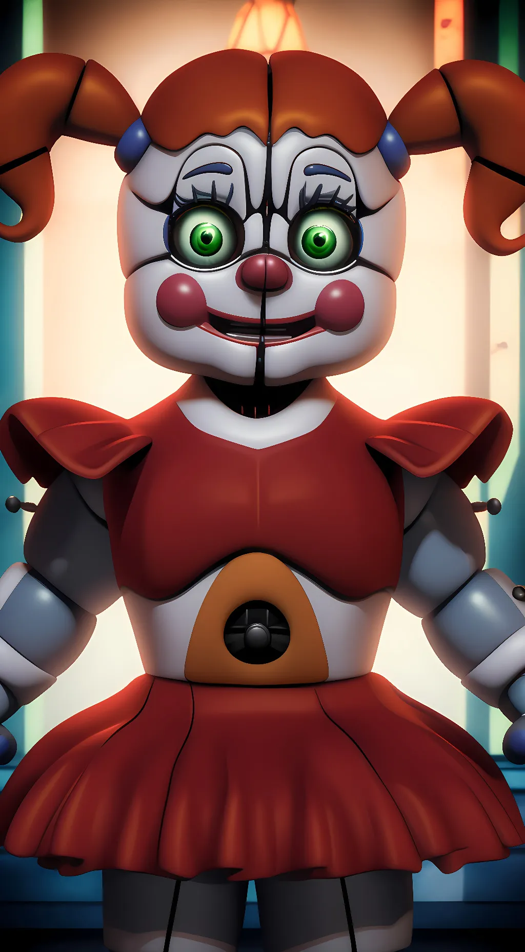 ai character: Circus Baby  background