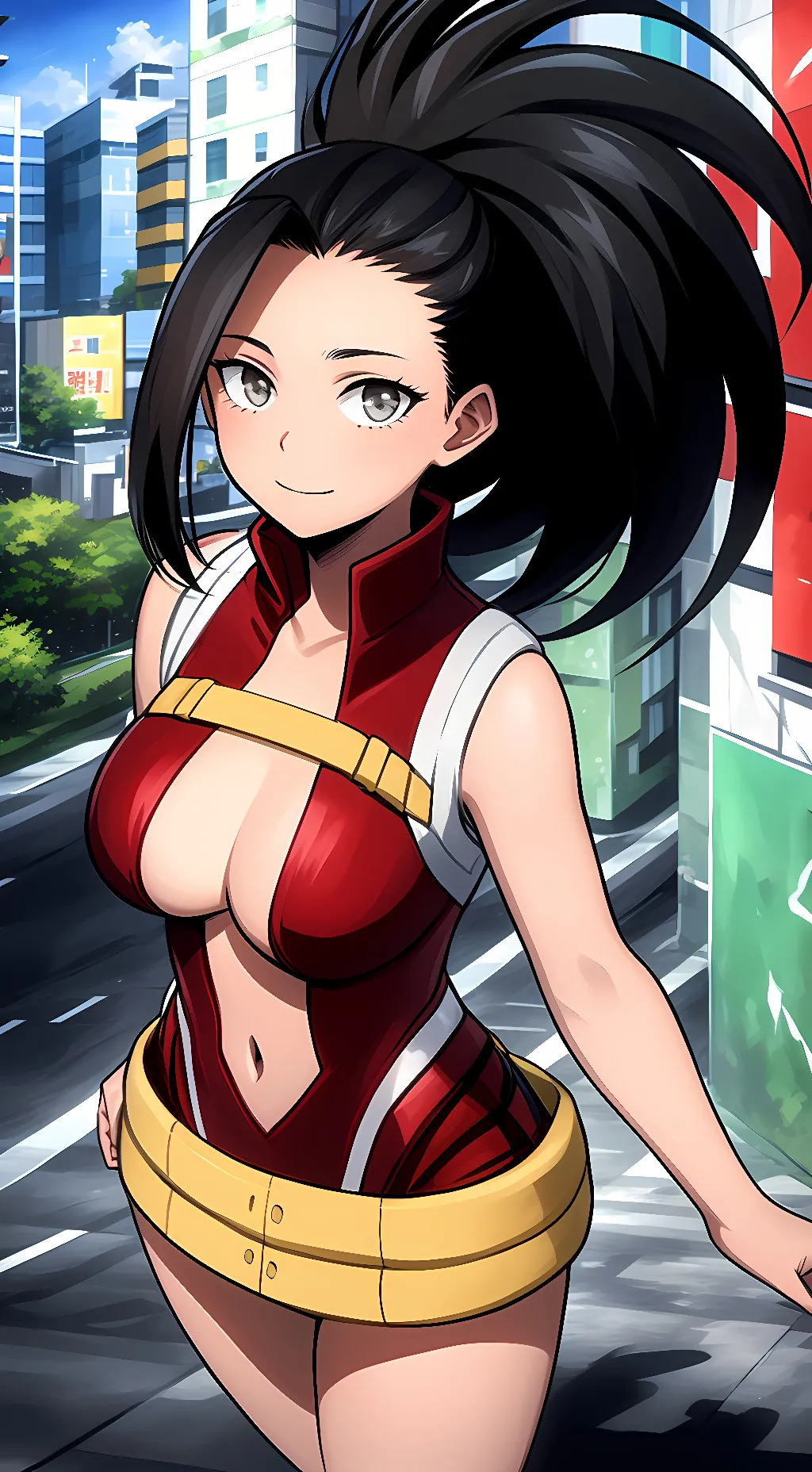 ai character: M0mo Yaoyorozu  background