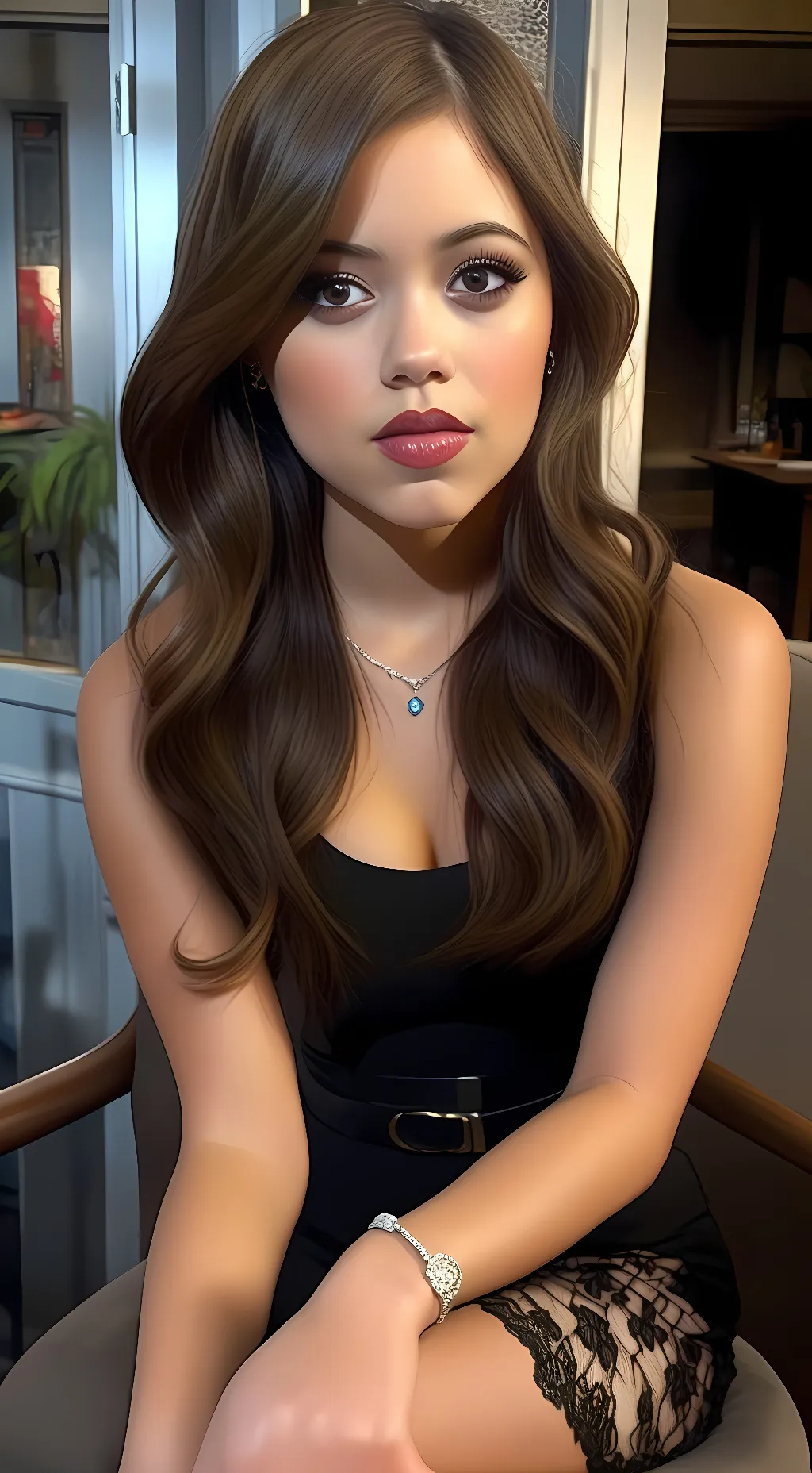 ai character: Jenna Ortega background