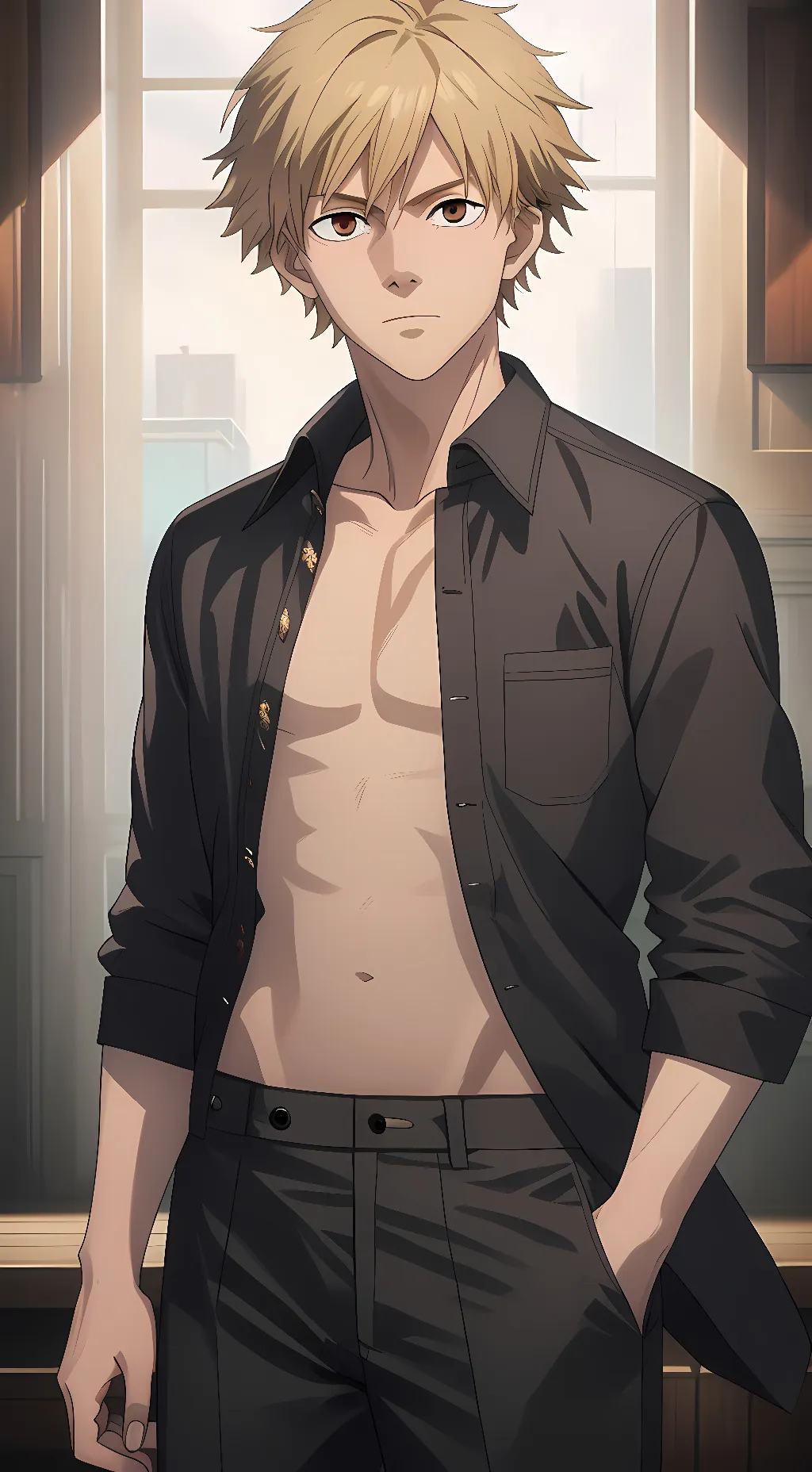 ai character: Denji  background