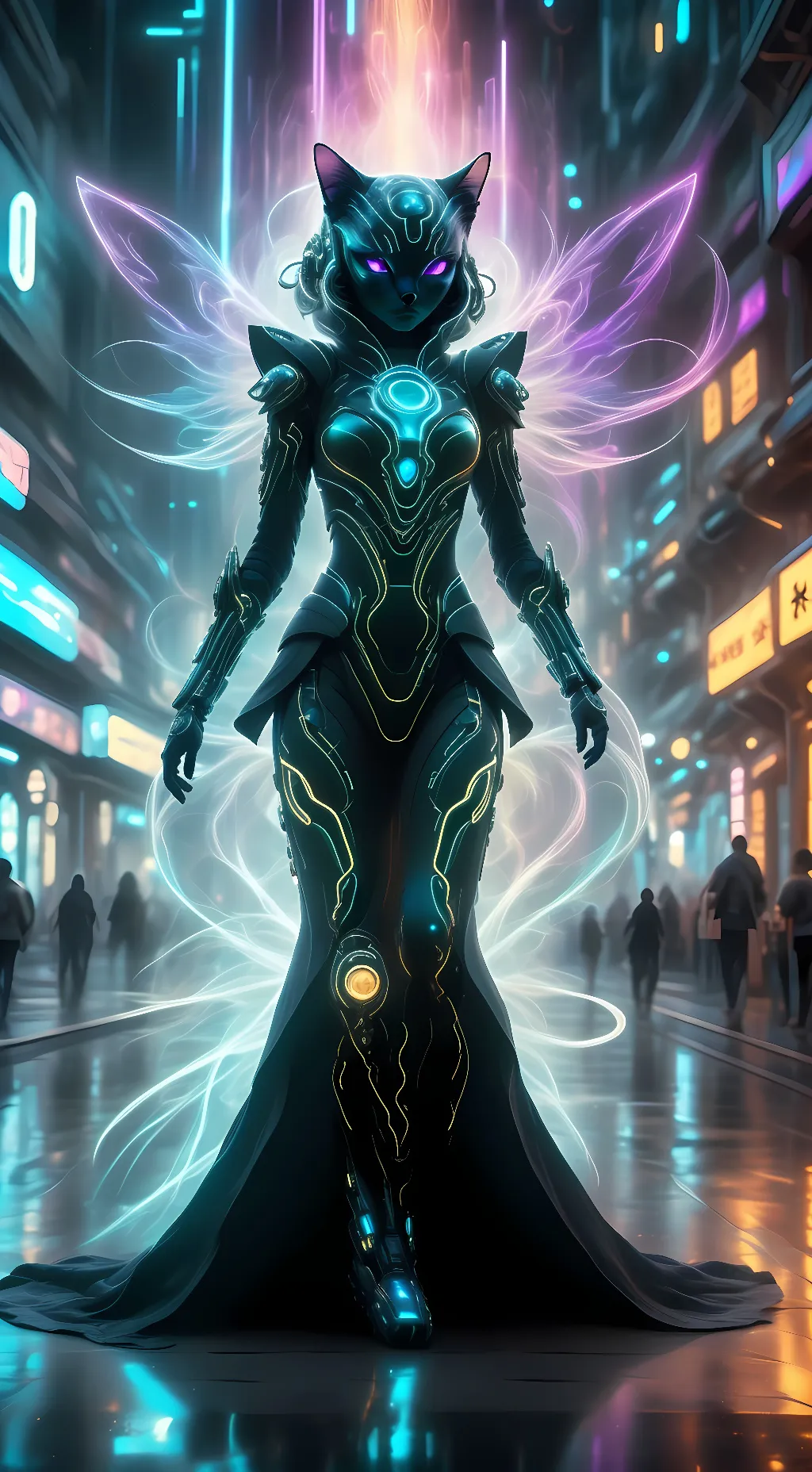 ai character: Neon background