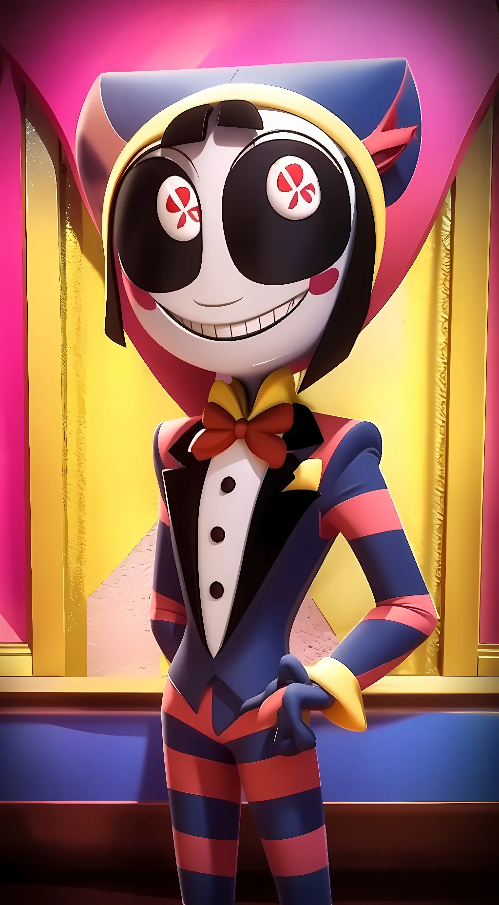 ai character: Pomni(Hazbin AU) background