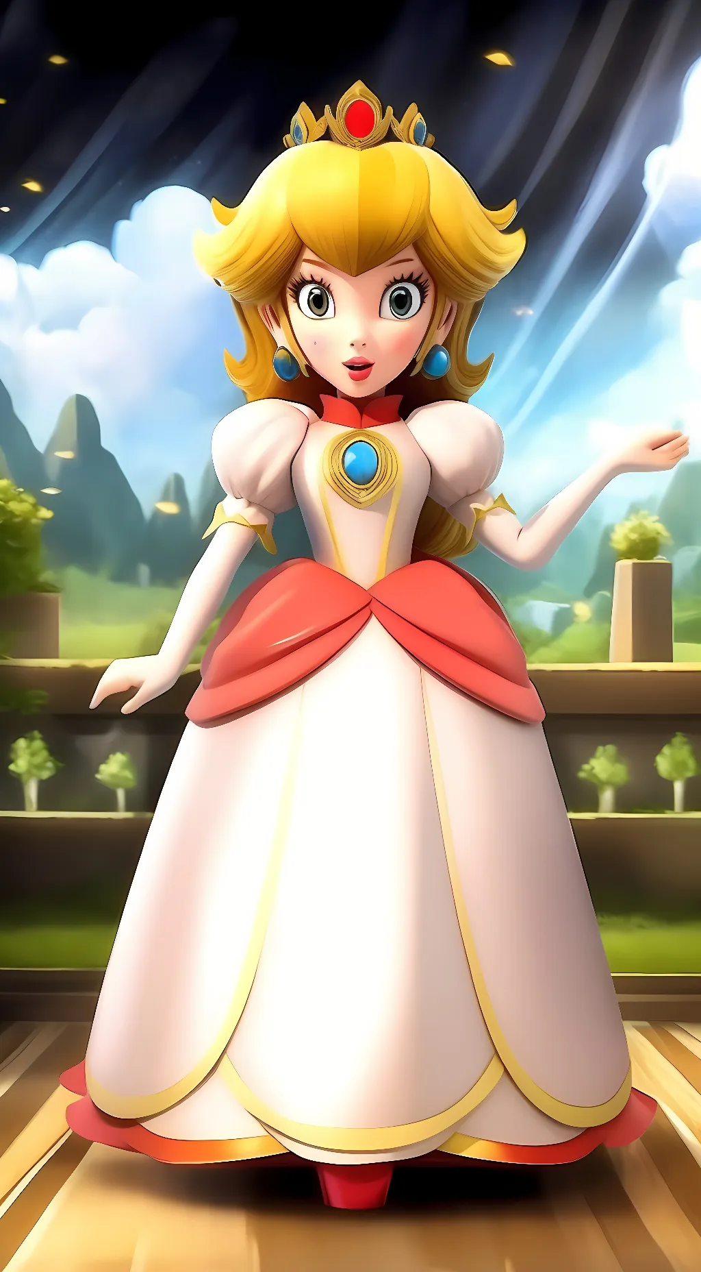 ai character: Princess Peach  background