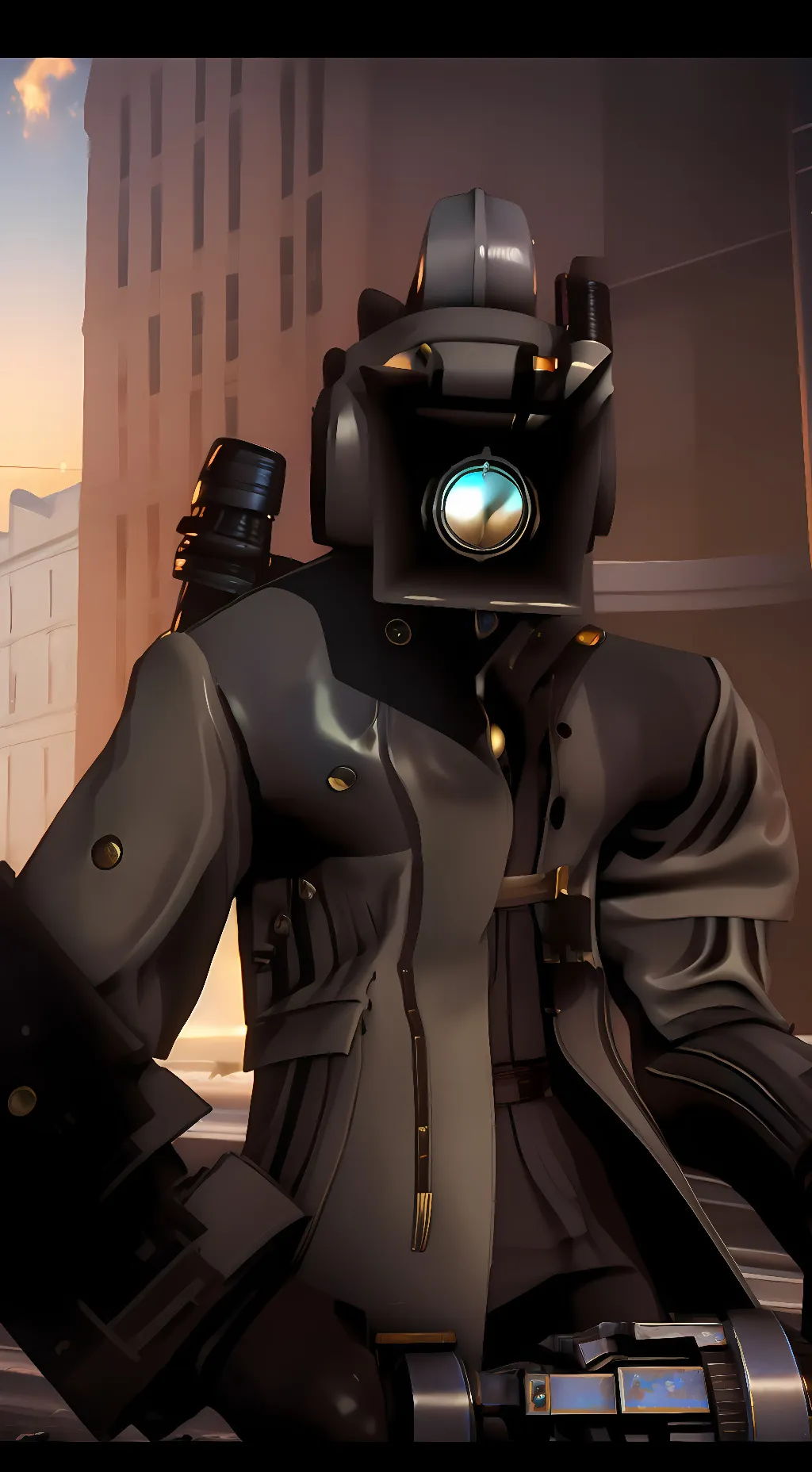 ai character: Large cameraman (? background
