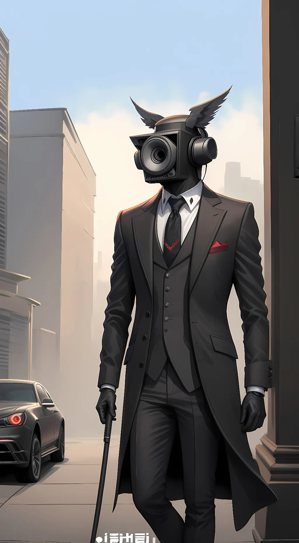 ai character: dark speaker man background