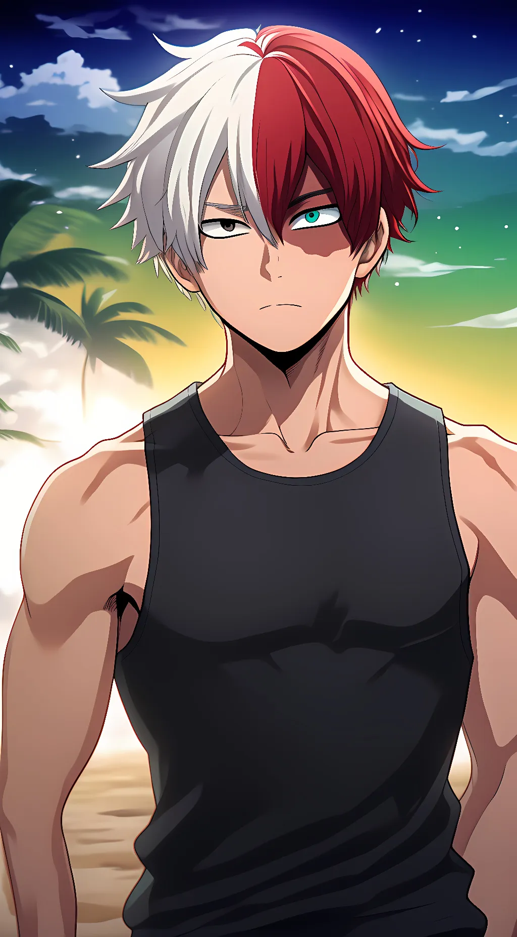 ai character: Shoto Beach day background