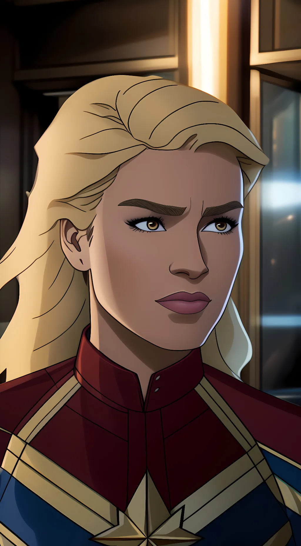 ai character: Captain marvel  background