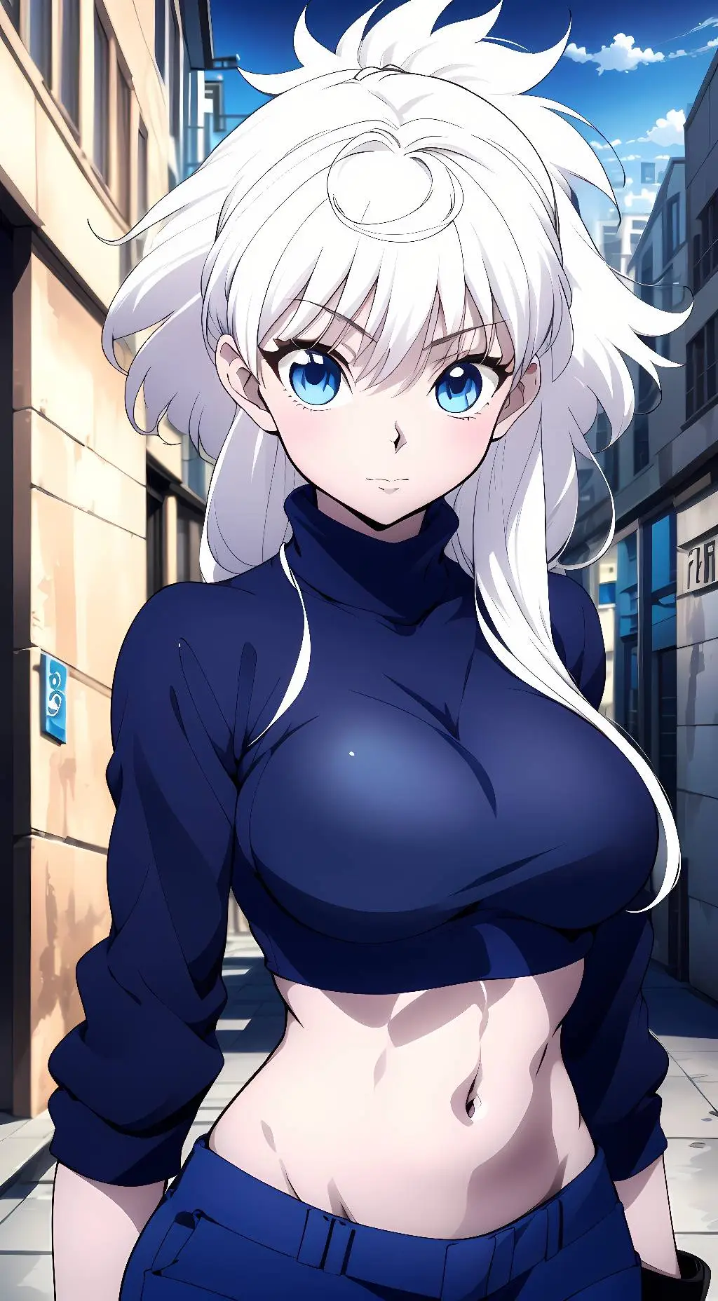 ai character: Female Killua  background