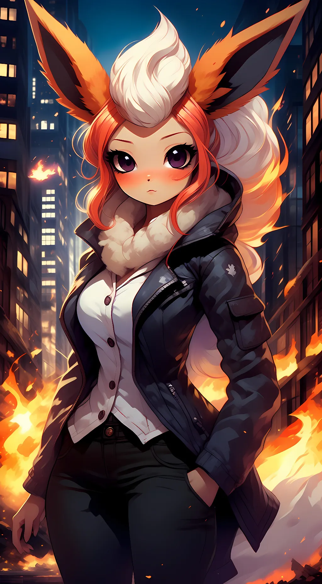 ai character: Flareon Gijinka background