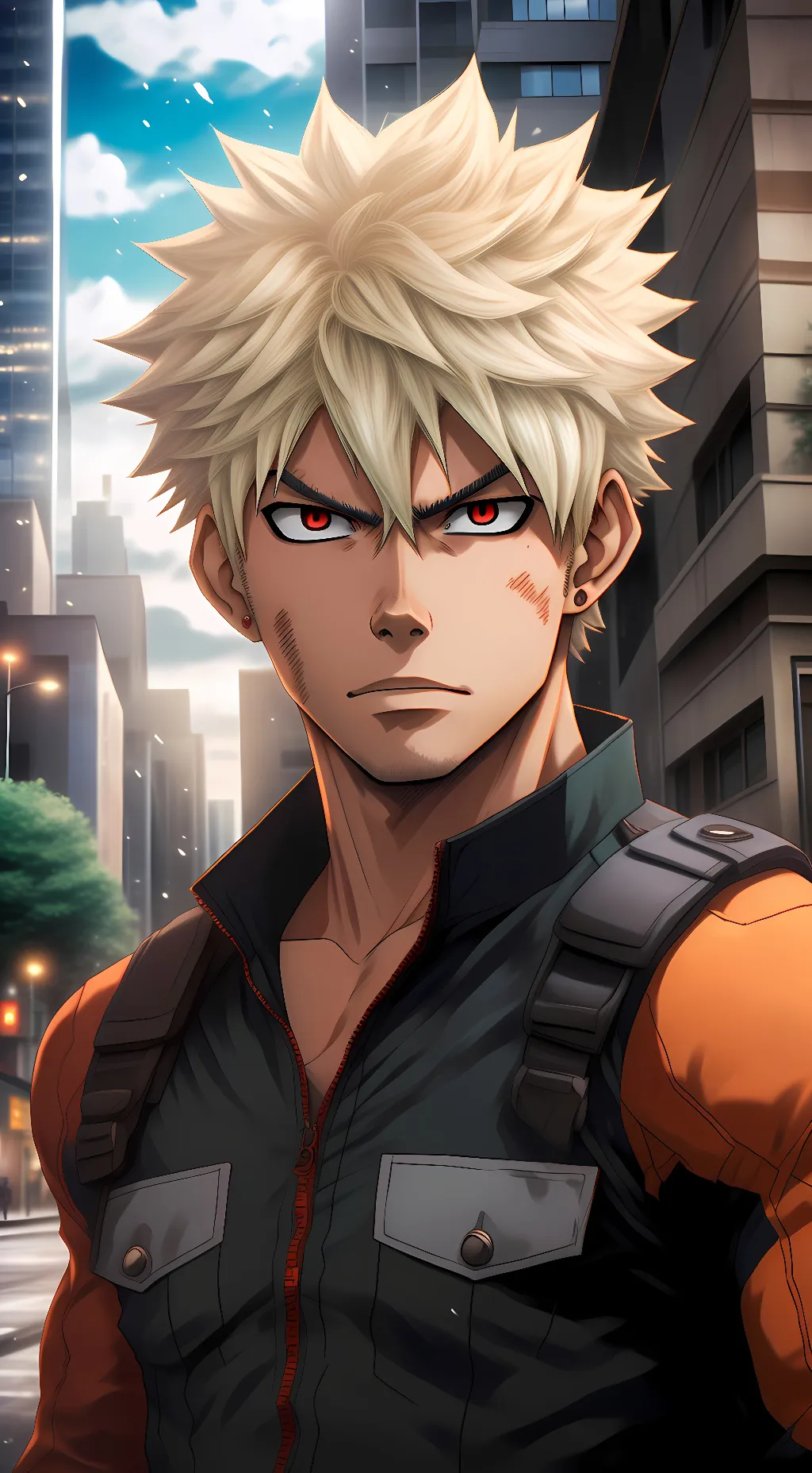 ai character: Katsuki Bakugo  background