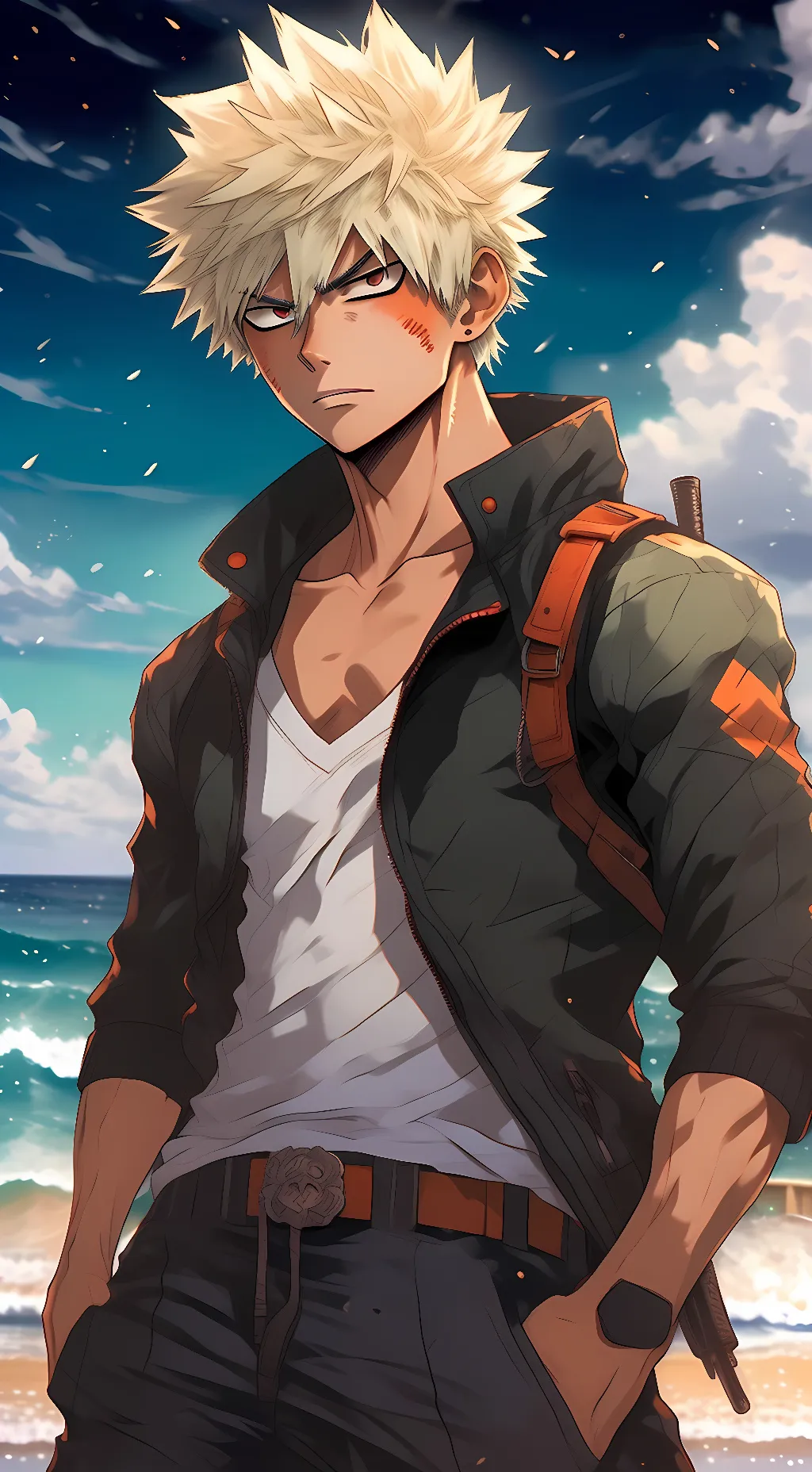 ai character: Katsuki Bakugo  background
