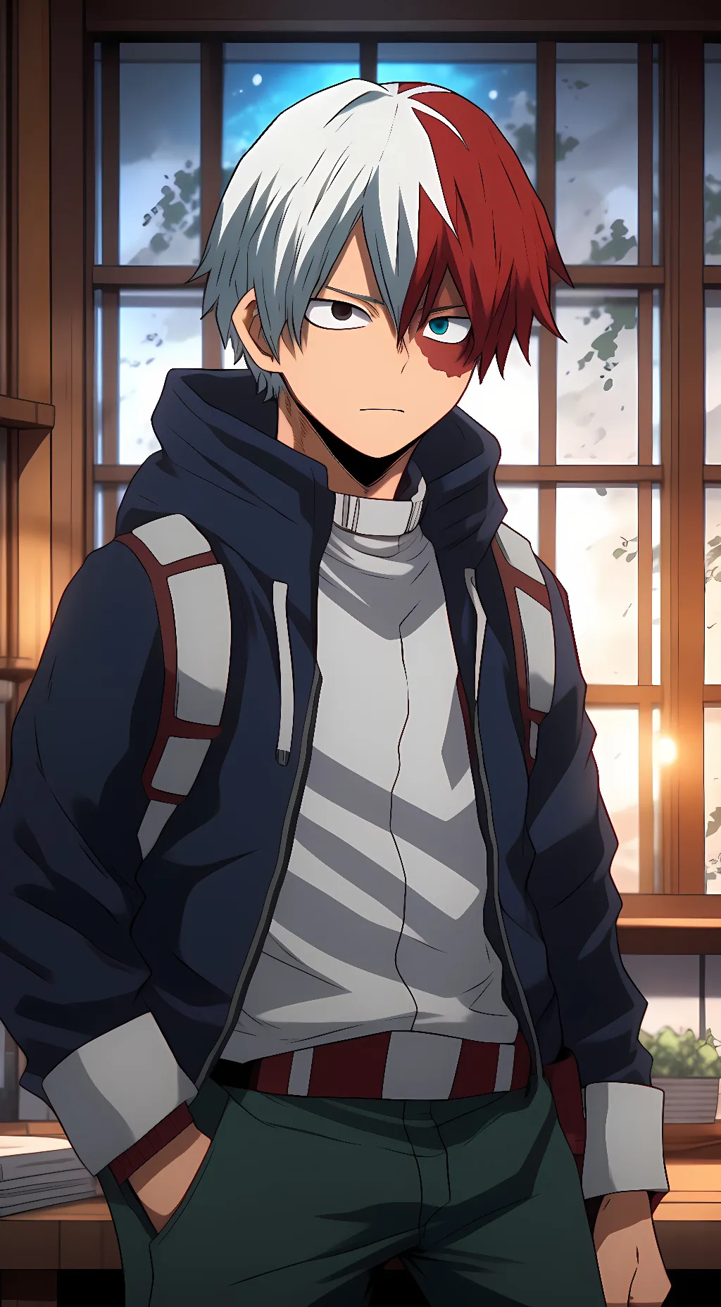 ai character: Shoto Todoroki background