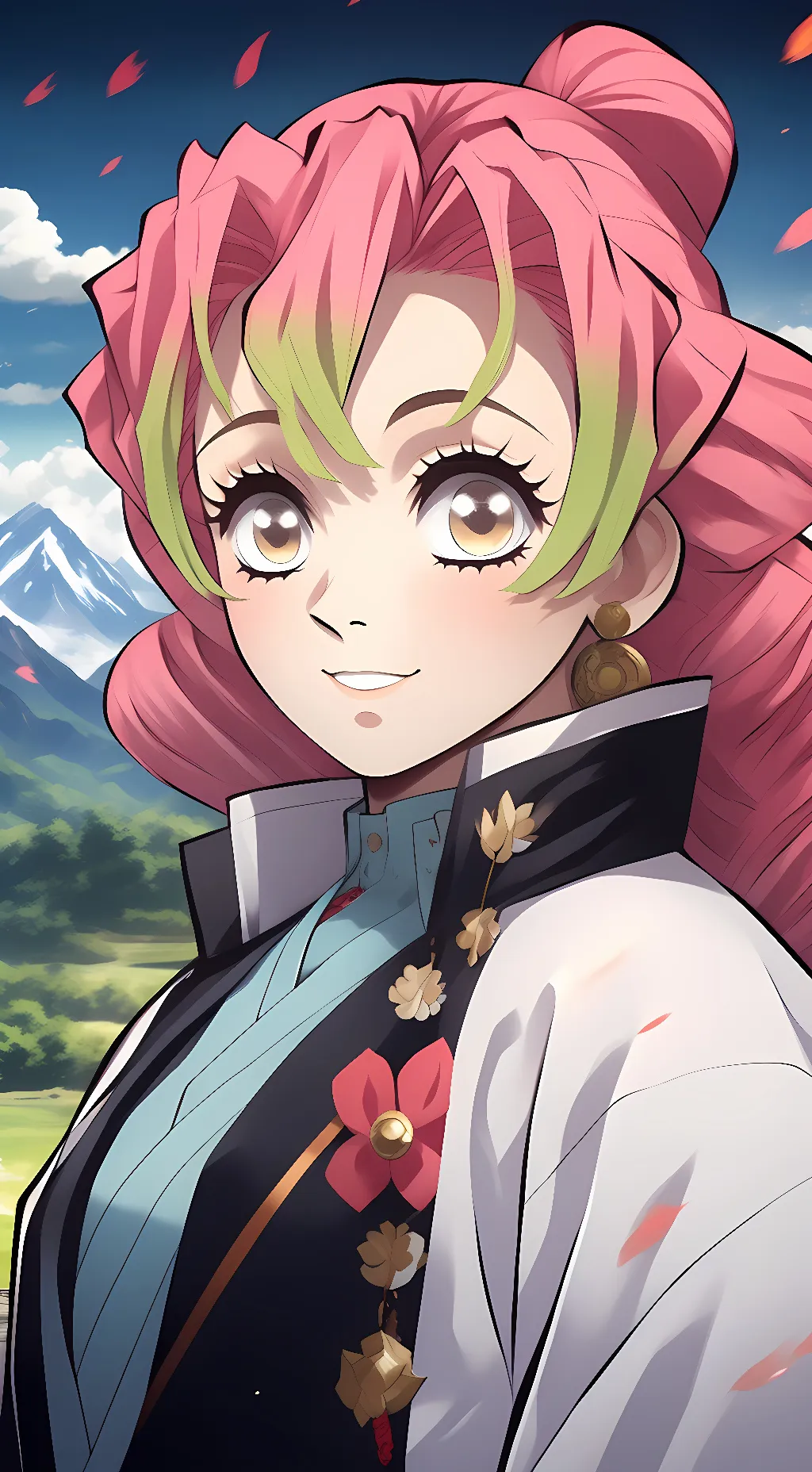 ai character: Mitsuri kanroji  background