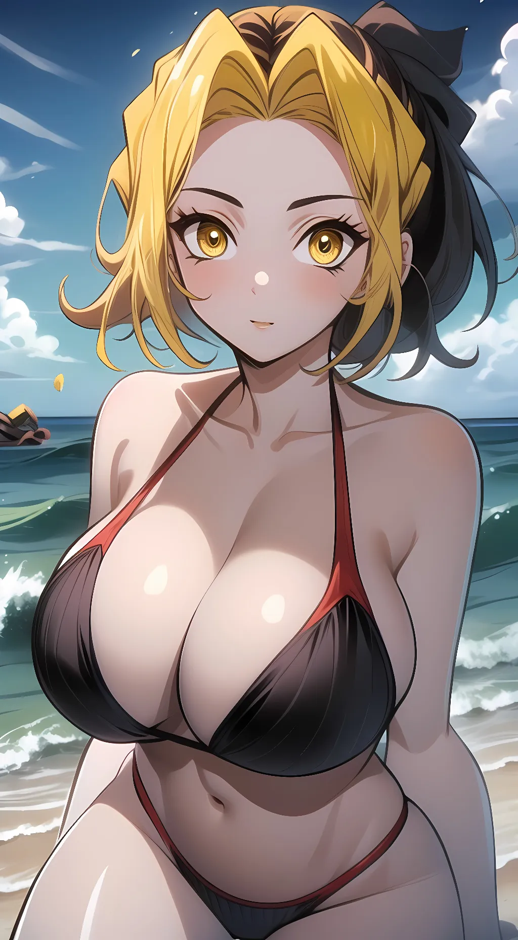 ai character: Makio(in beach) background
