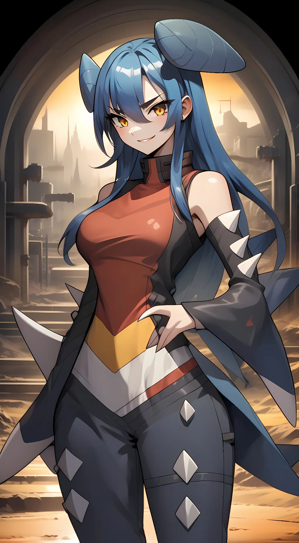 ai character: Garchomp Gijinka background