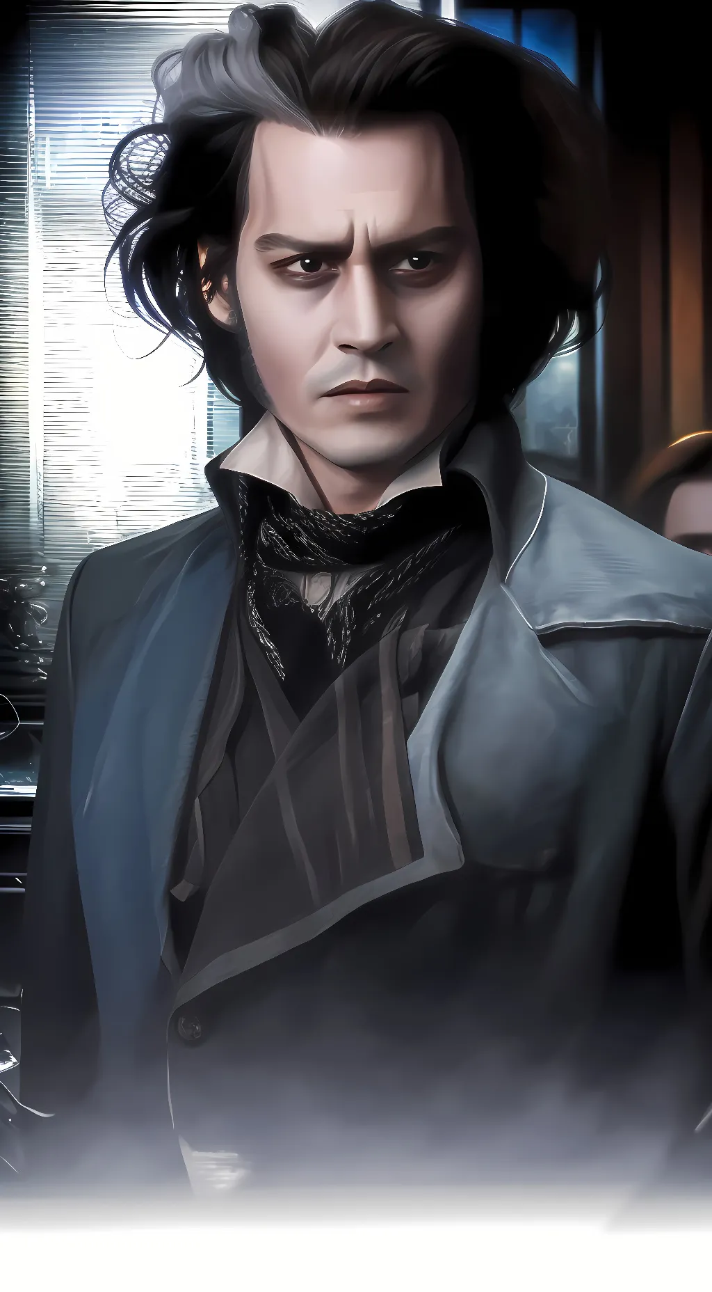 ai character: Sweeney Todd  background