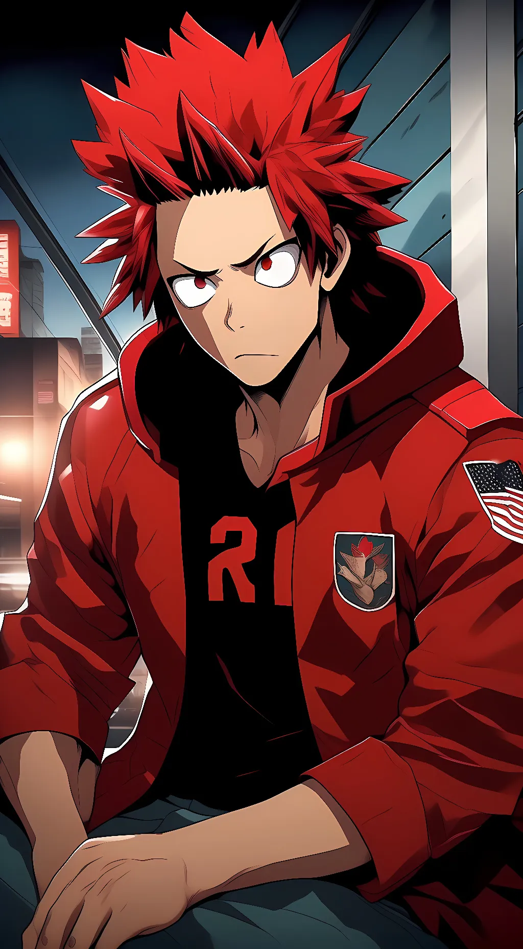 ai character: Eijiro kirishima  background