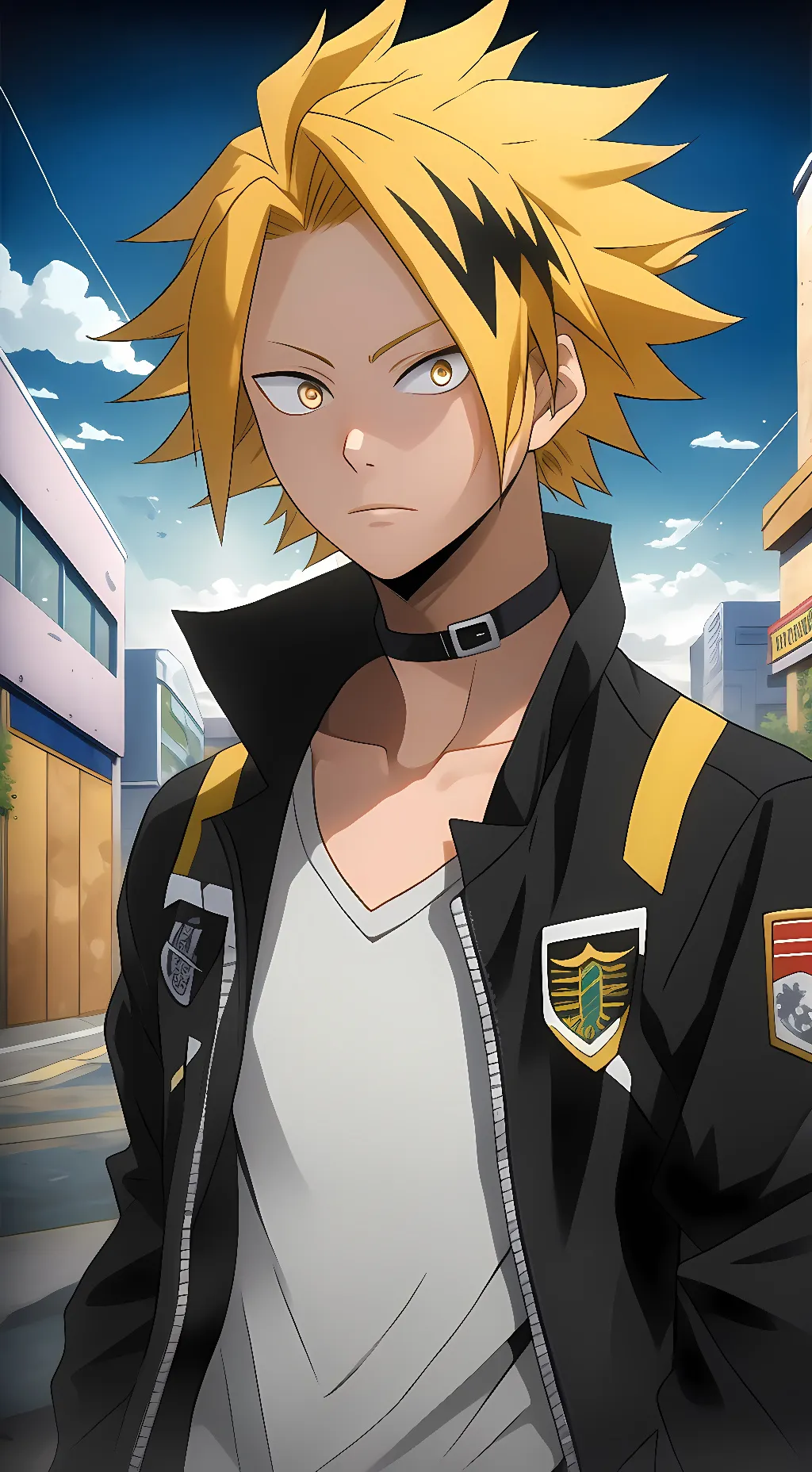 ai character: Denki Kaminari  background