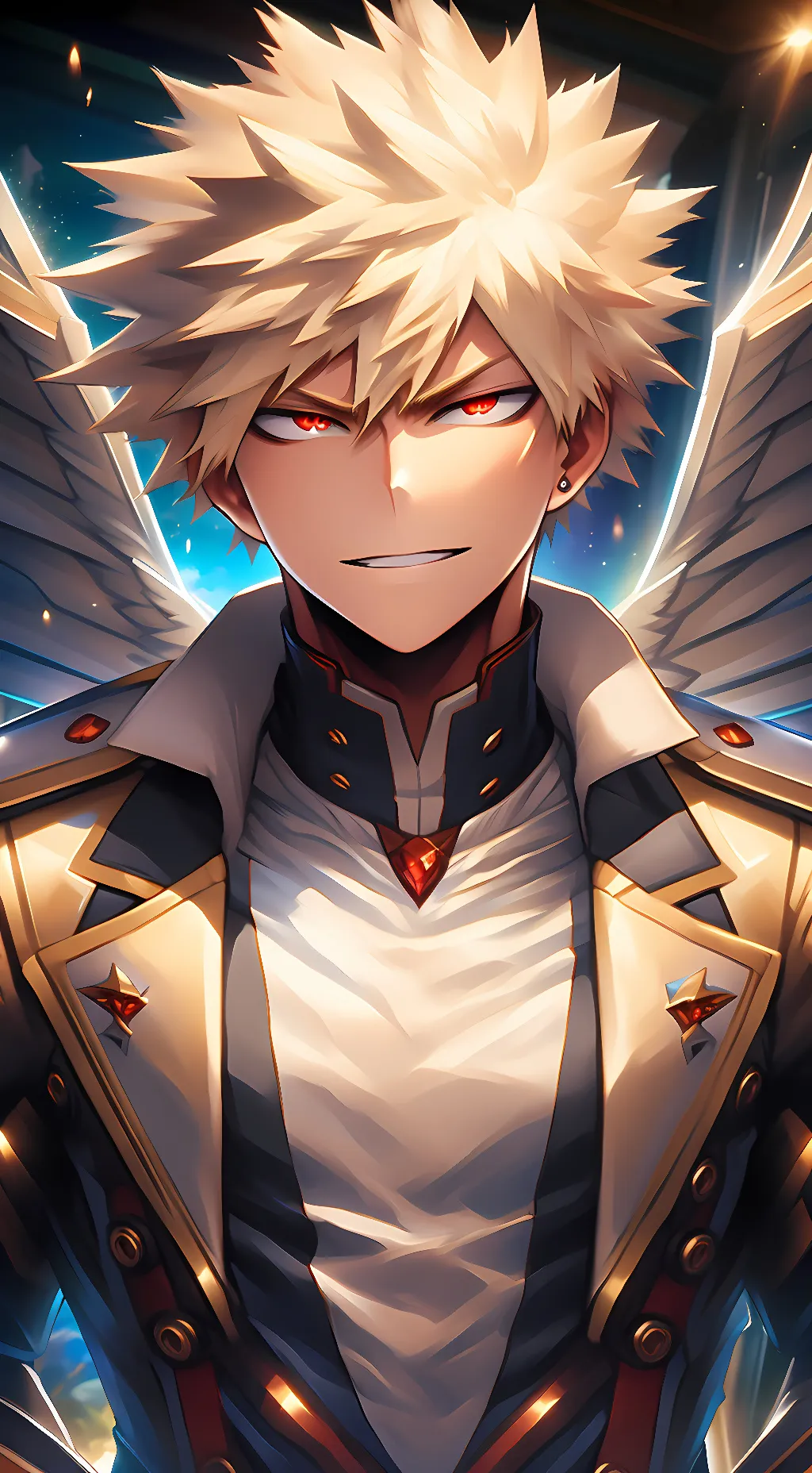 ai character: Bakugo angel background