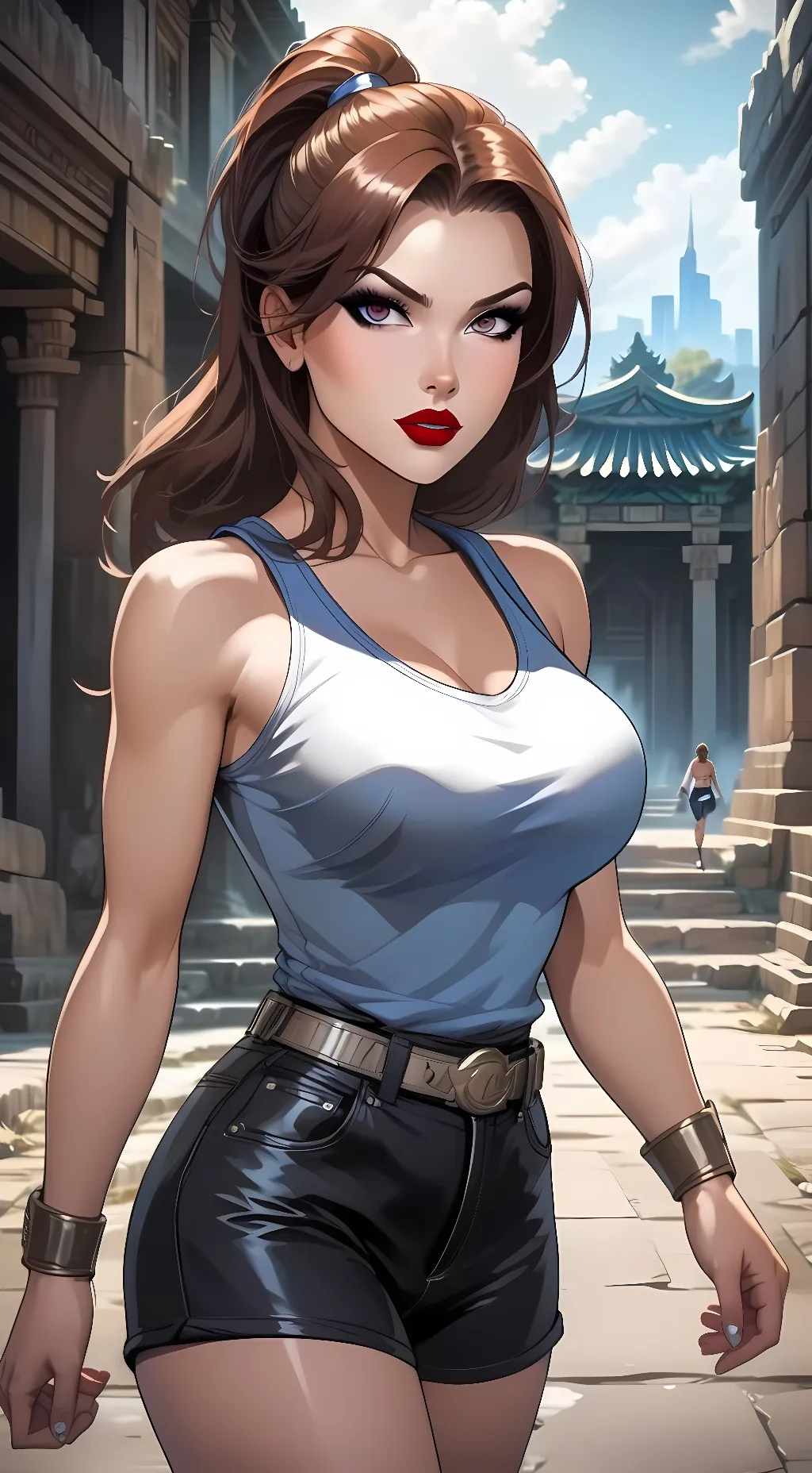 ai character: Lara Croft  background