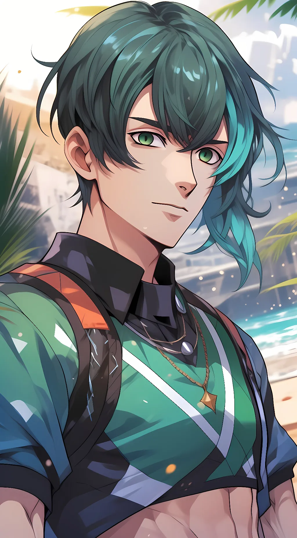 ai character: obey me beach day background