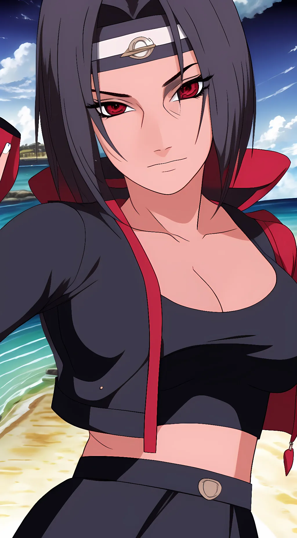 ai character: female Itachi  background