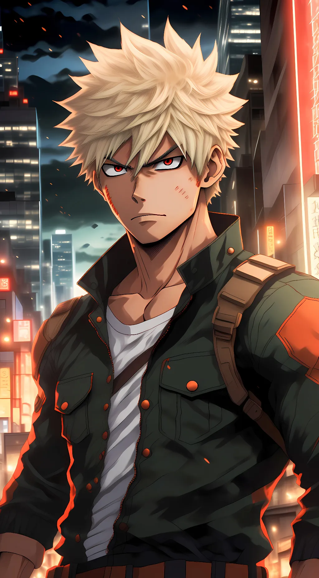 ai character: Katsuki Bakugo  background