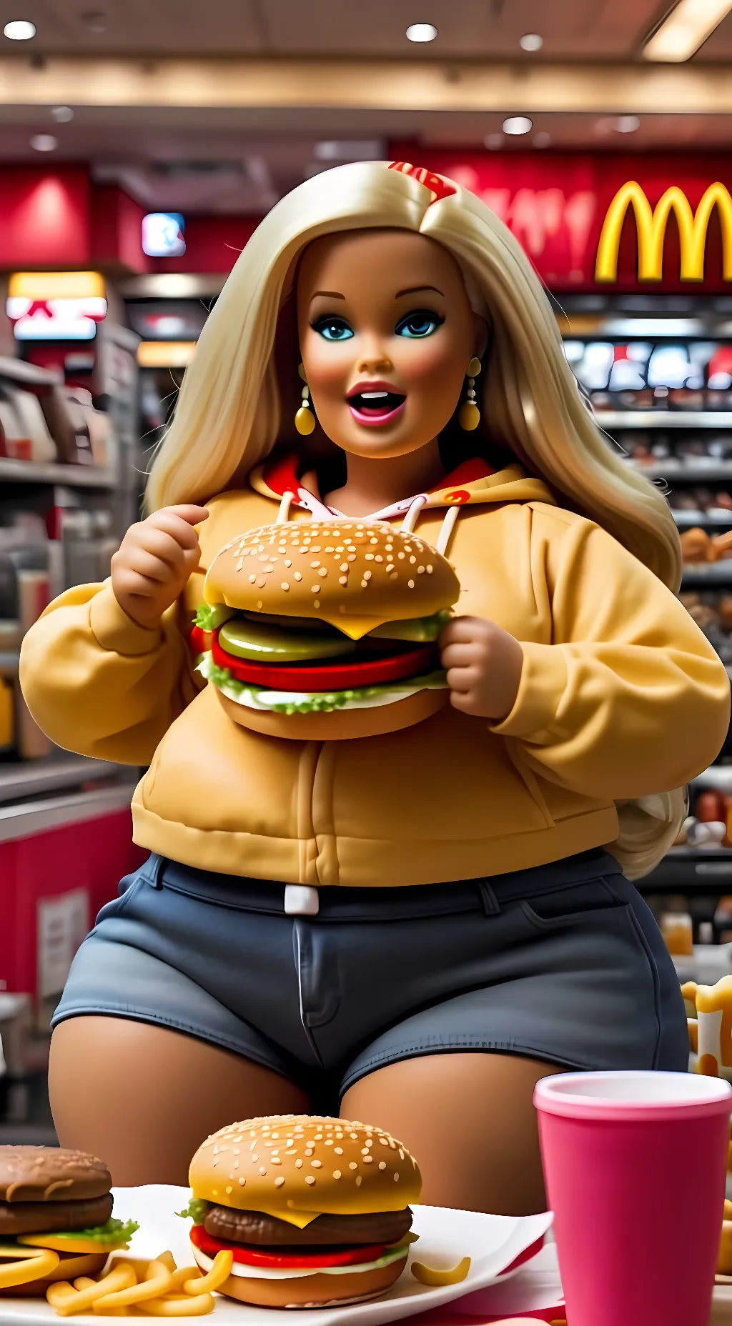 ai character: Barbie(Plus Sized) background
