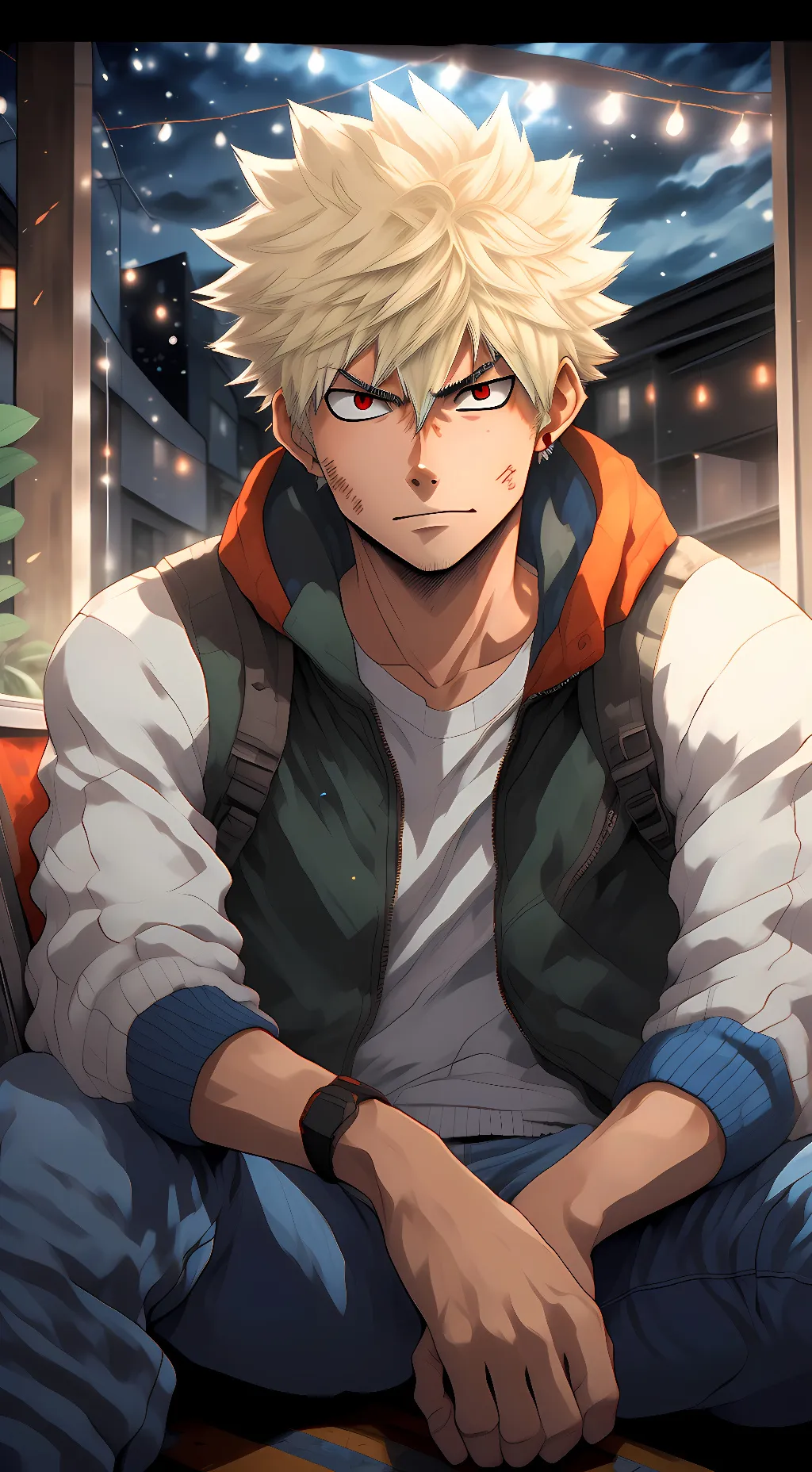 ai character: Katsuki Bakugo  background