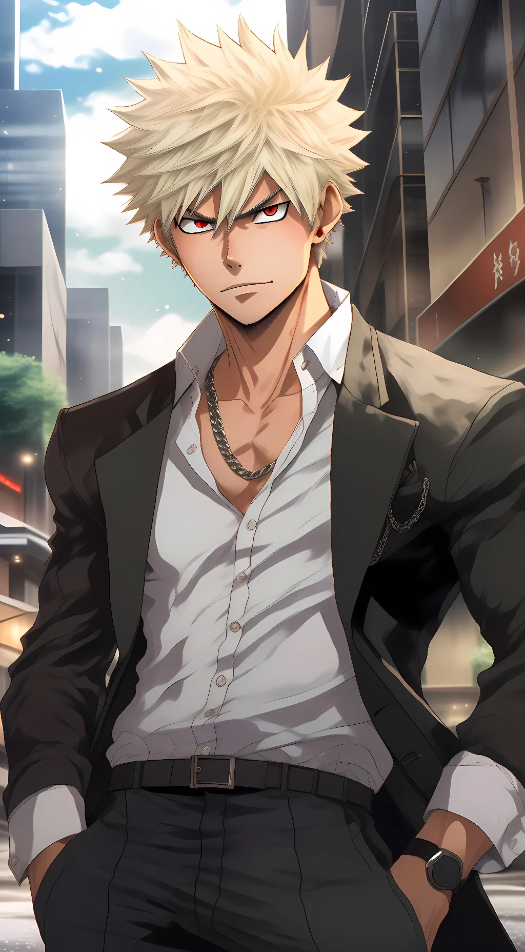ai character: Katsuki Bakugo  background