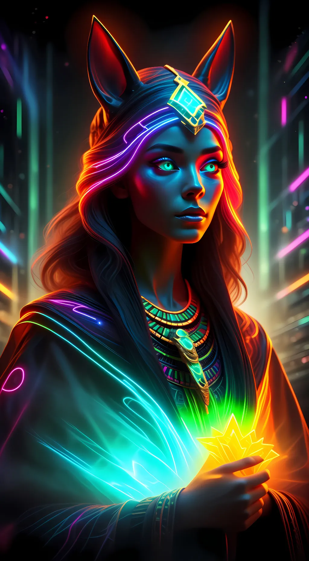 ai character:  Anubis  background