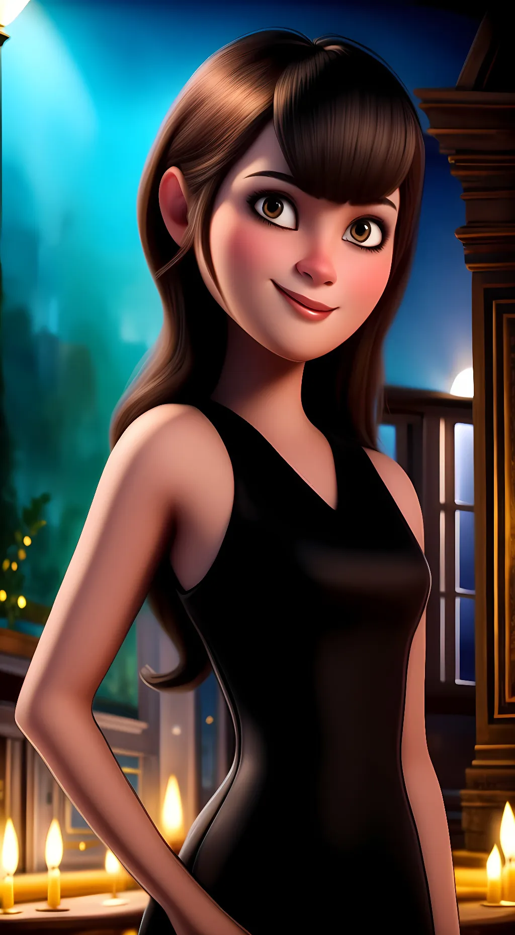 ai character: Mavis Dracula  background
