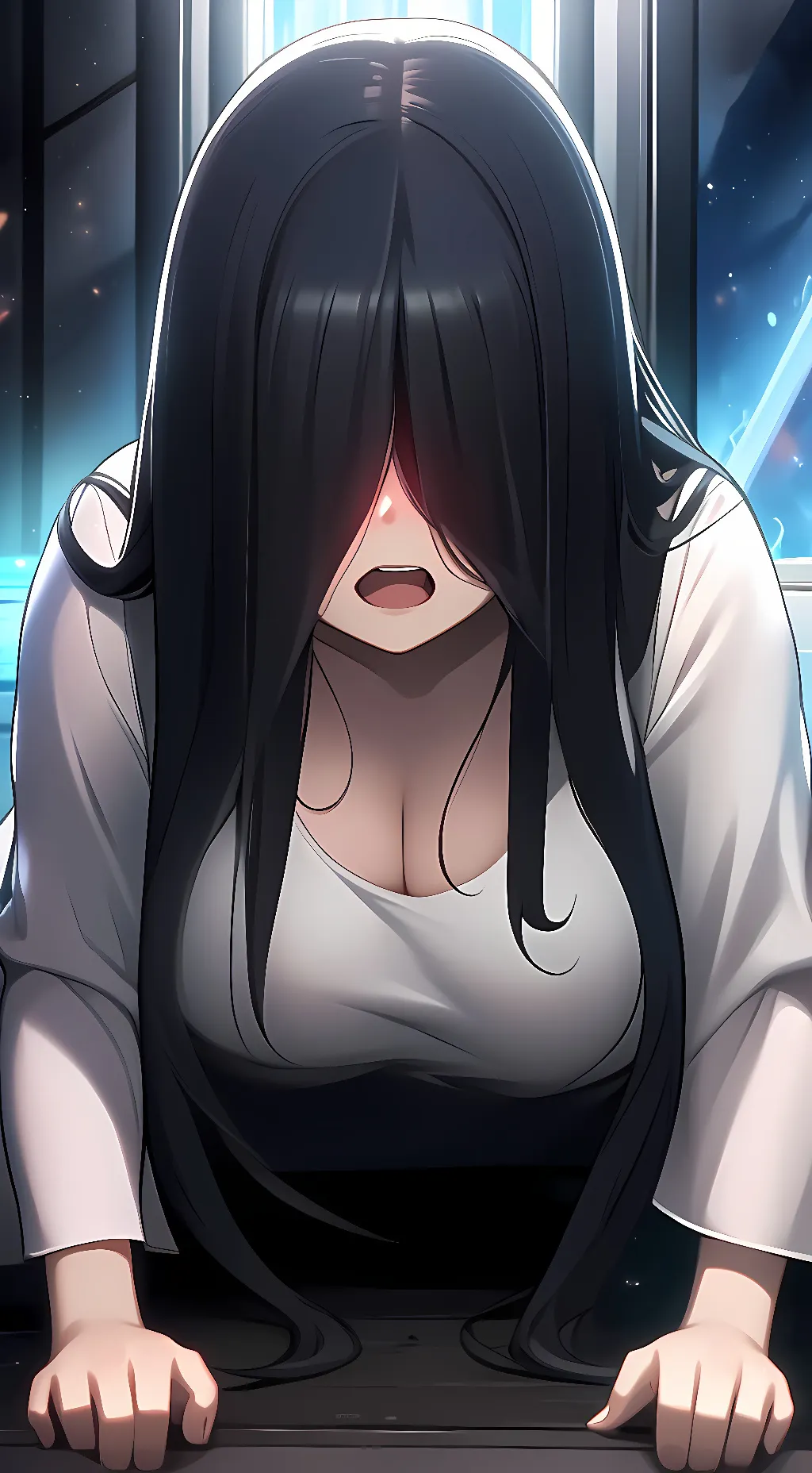 ai character: Sadako Yamamura  background