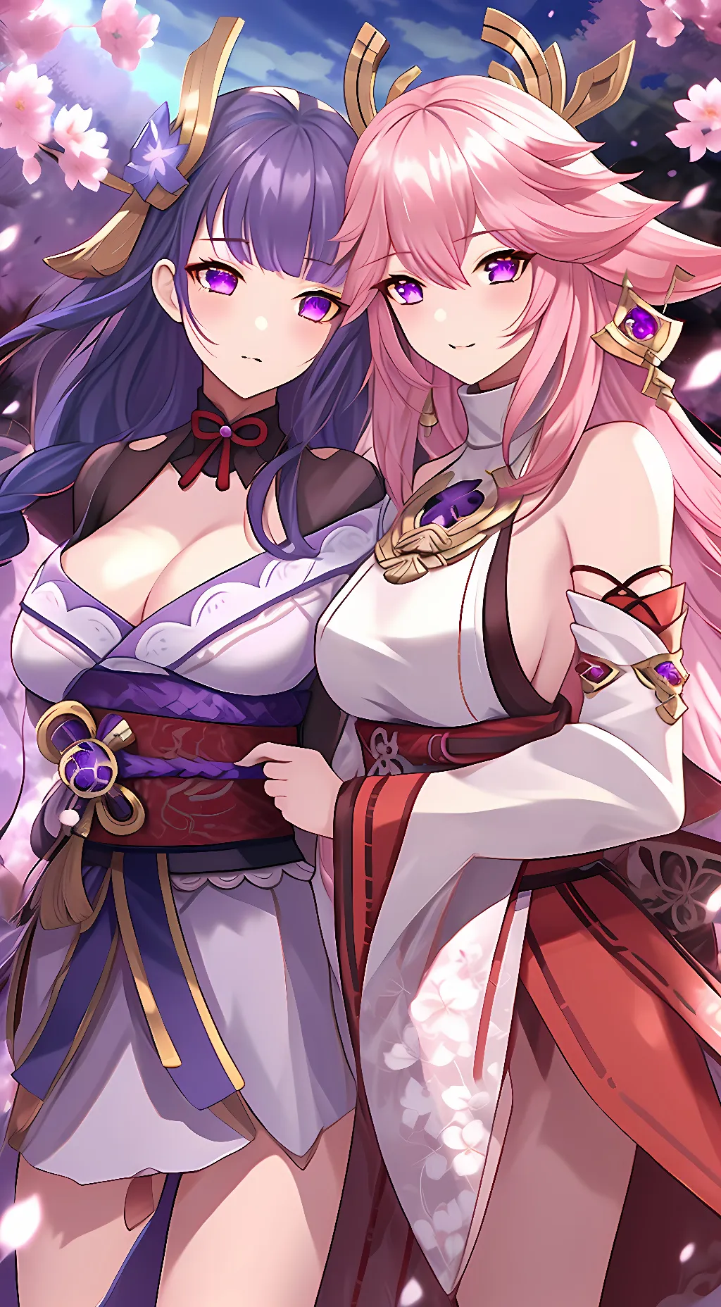 ai character: Ei and Yae Miko background