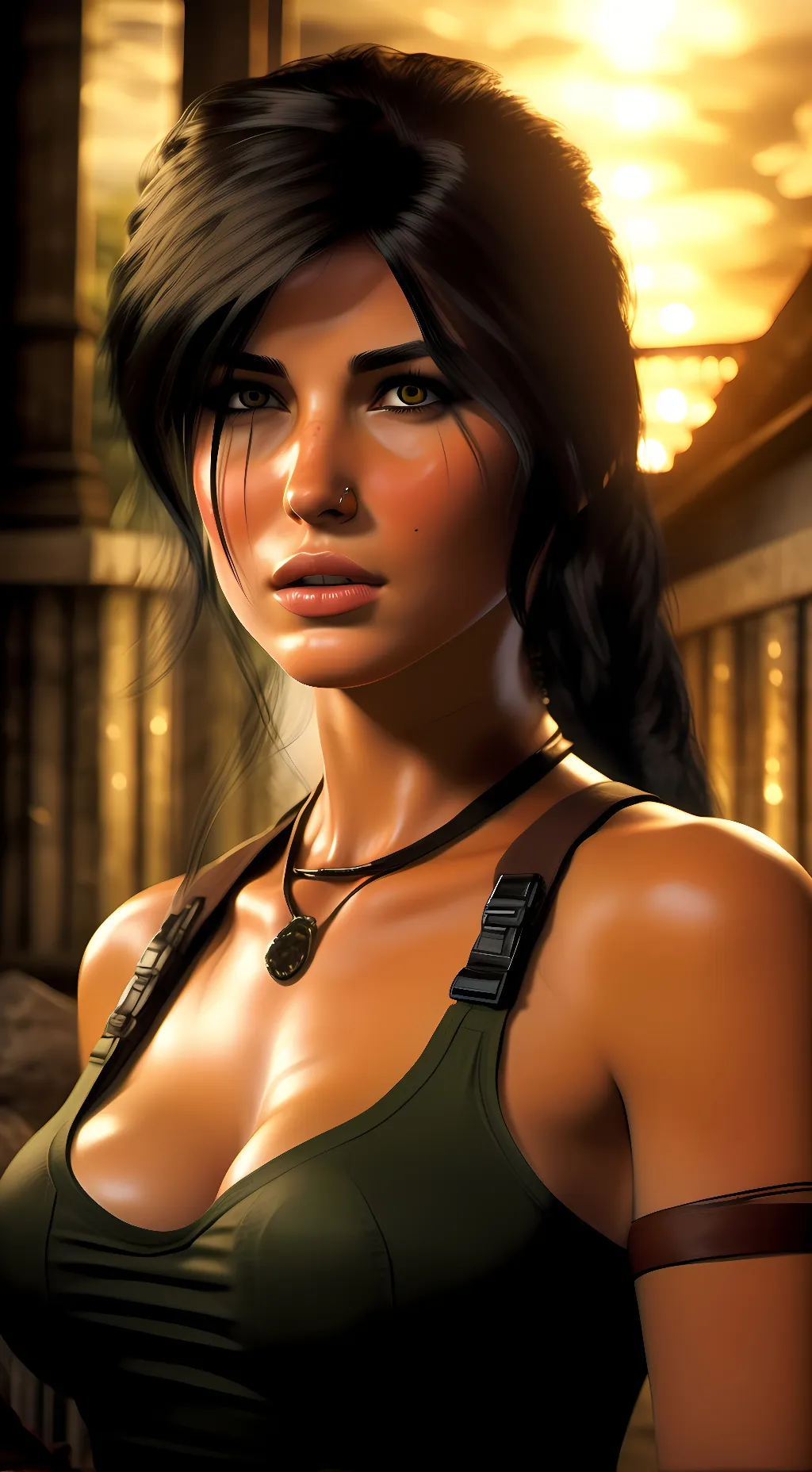 ai character: Lara Croft  background