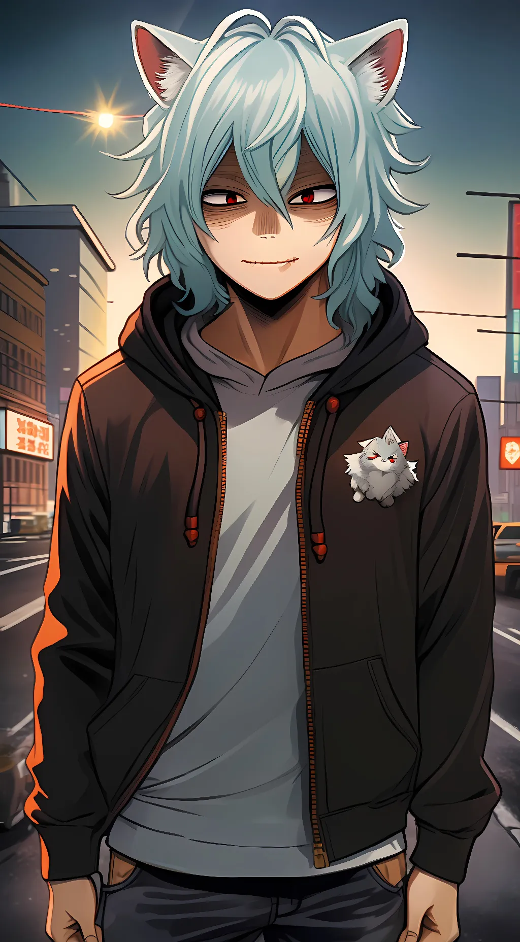 ai character: Tomura-Cat hybrid background