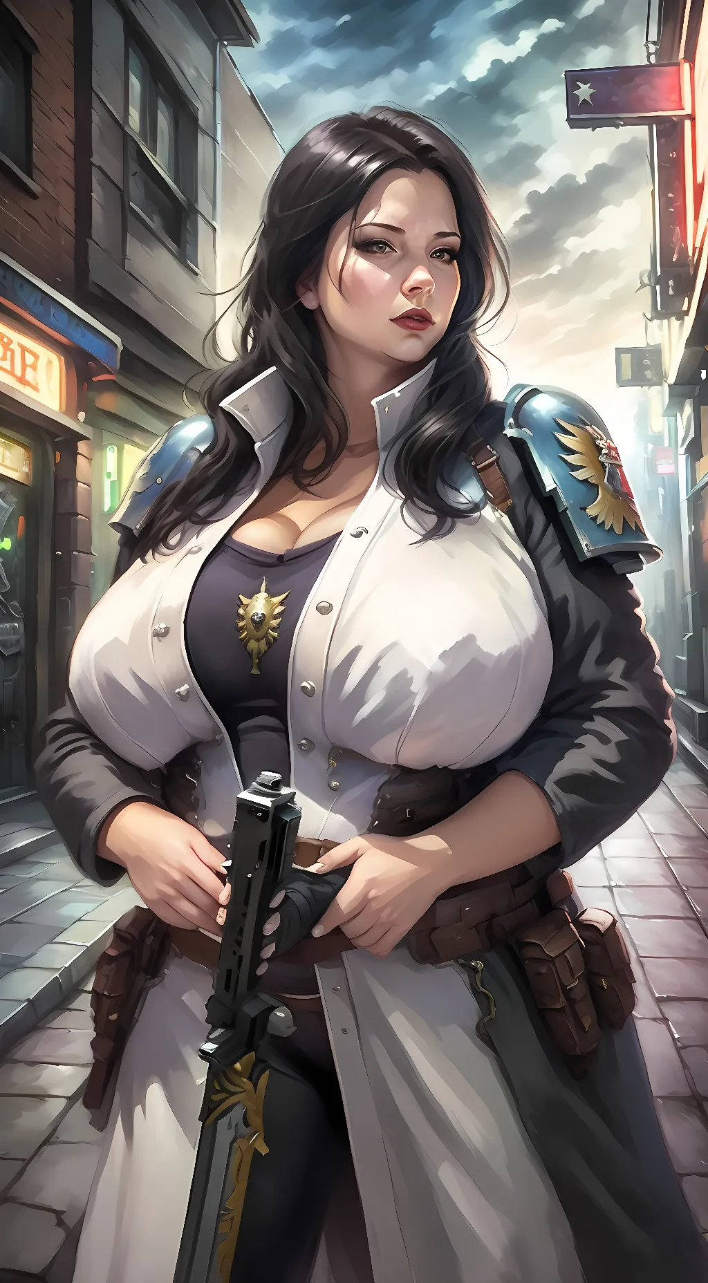 ai character: Officer Rena onyx  background