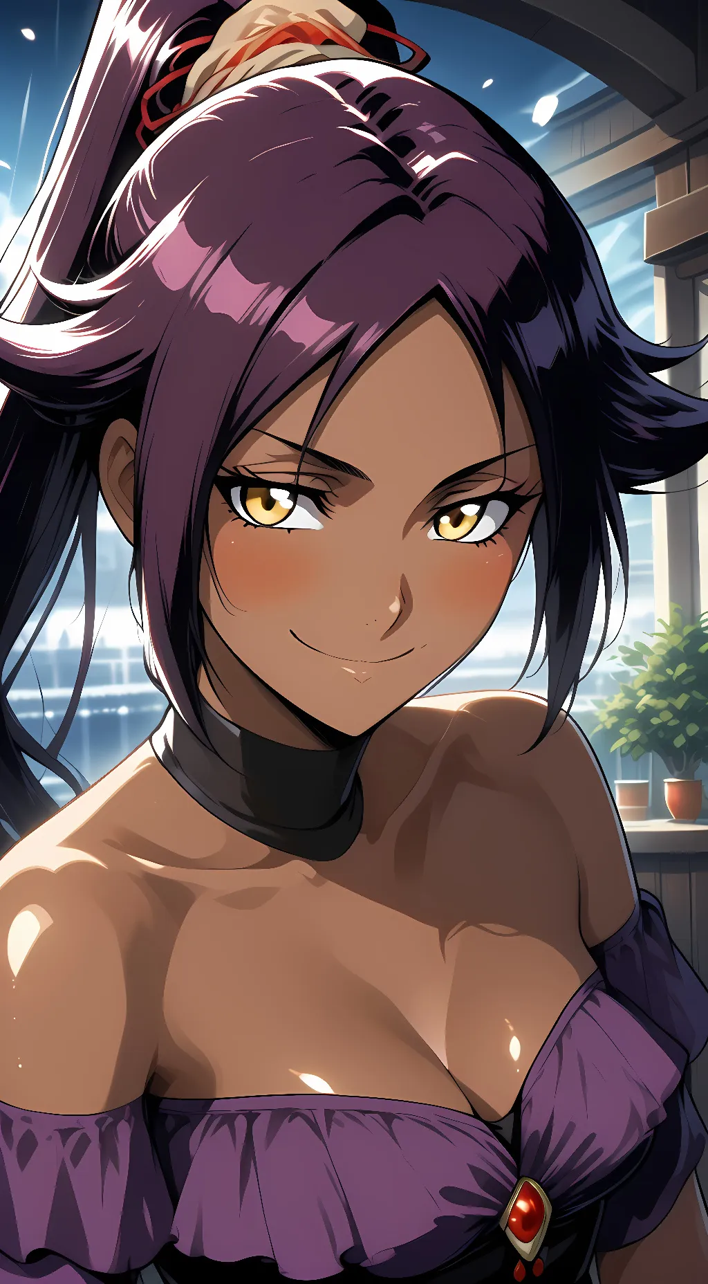 ai character: Yoruichi Shihouin background