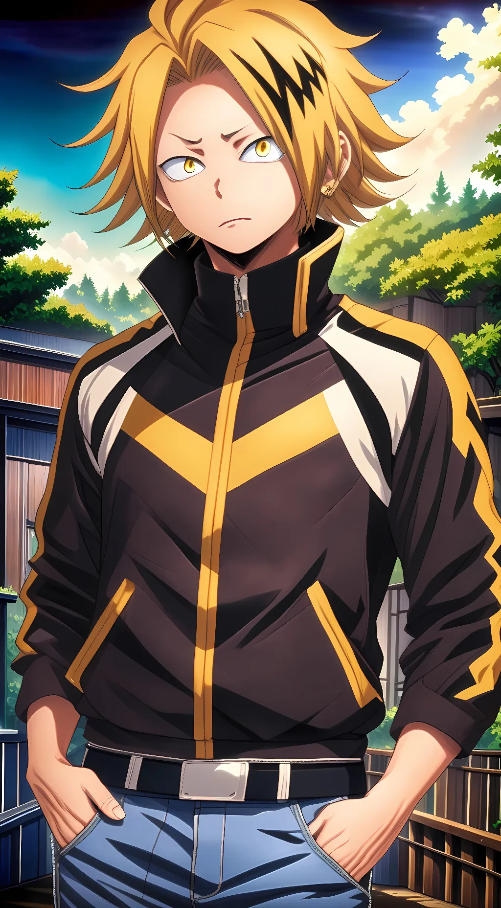 ai character: Denki Kaminari background