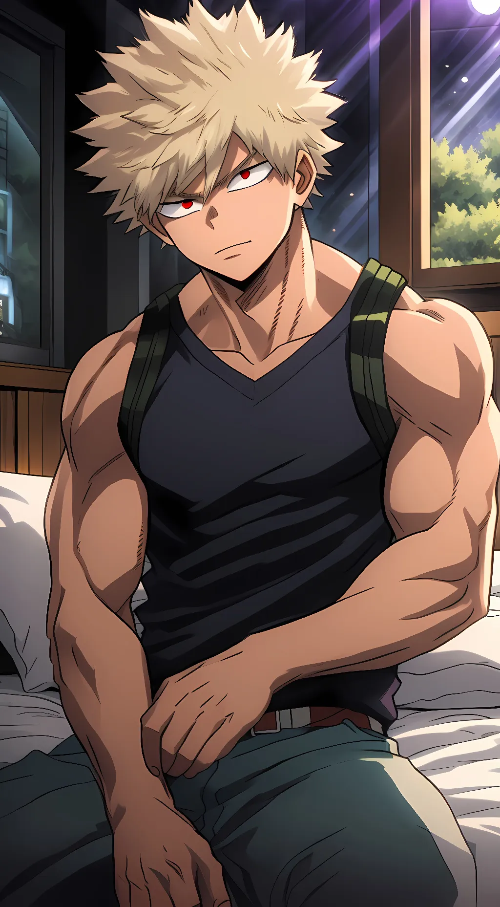 ai character: Katsuki Bakugo  background