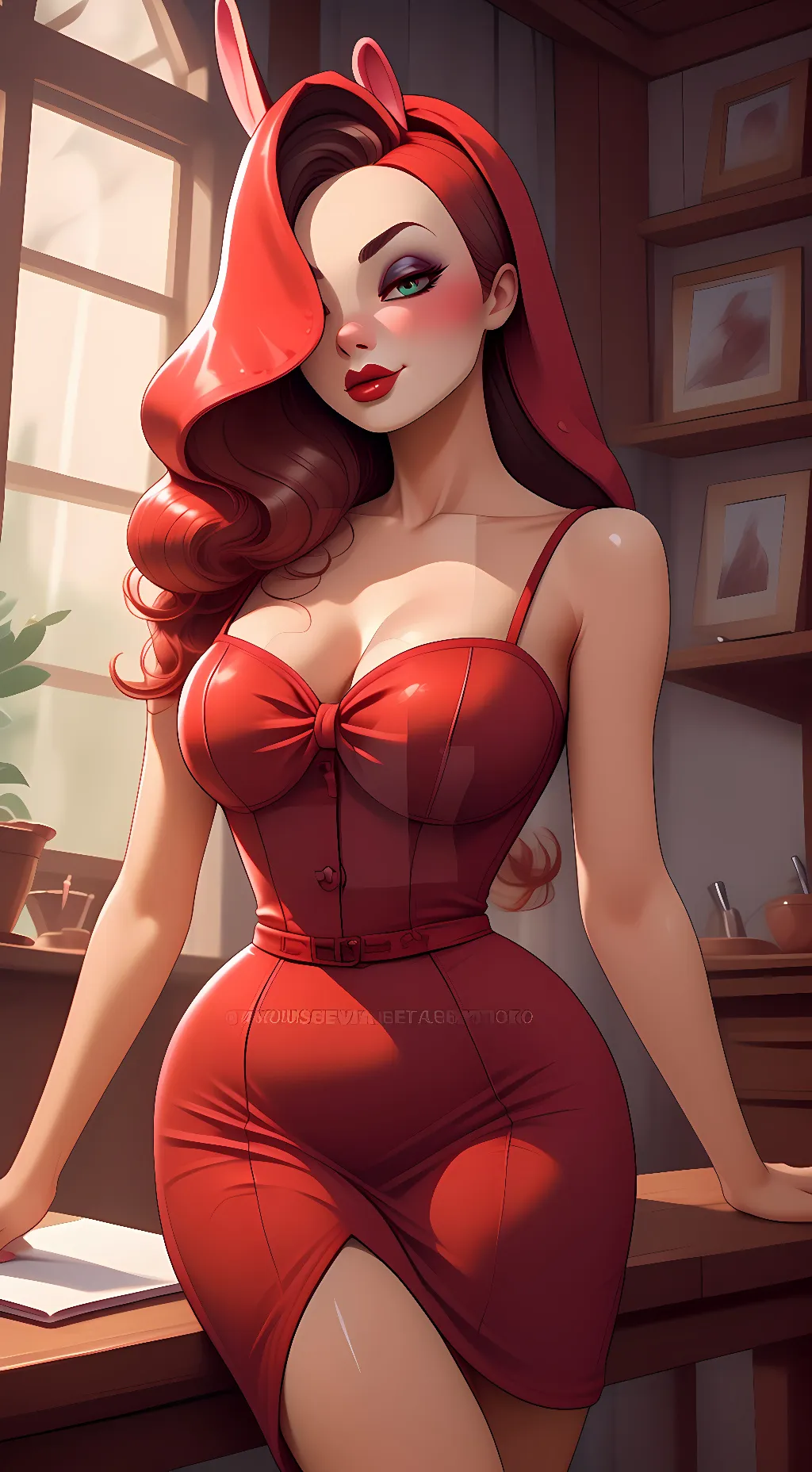 ai character: Jessica Rabbit background