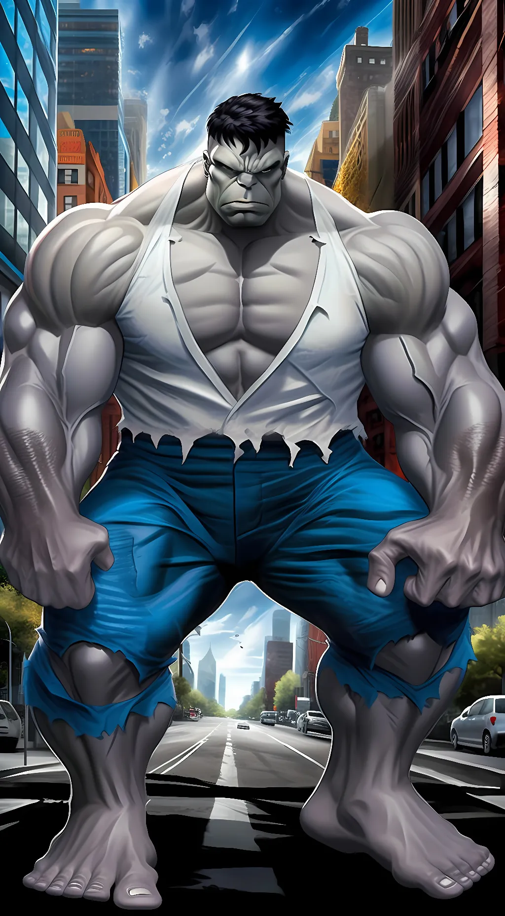 ai character: Grey Hulk background
