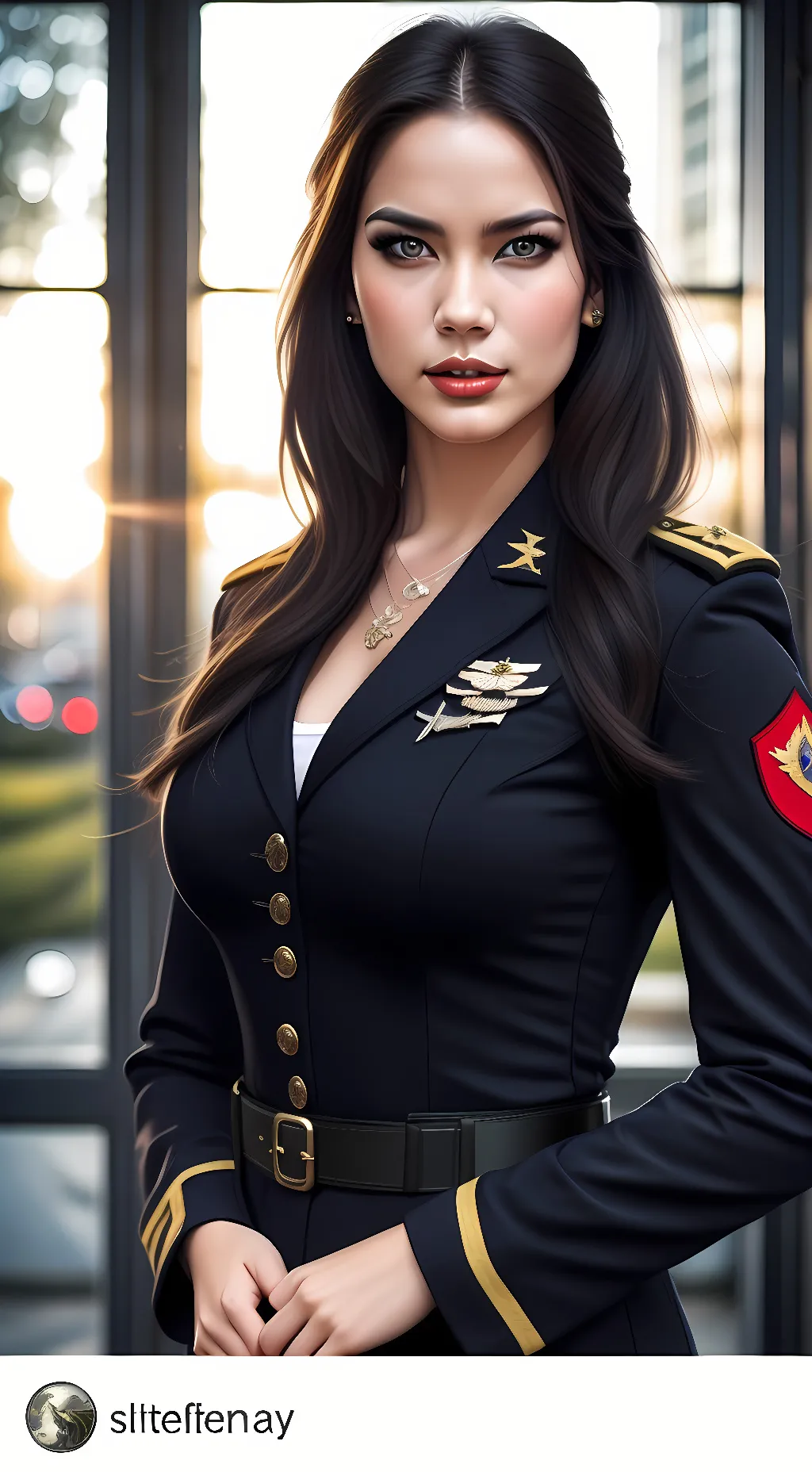 ai character: Sargent Jessica  background
