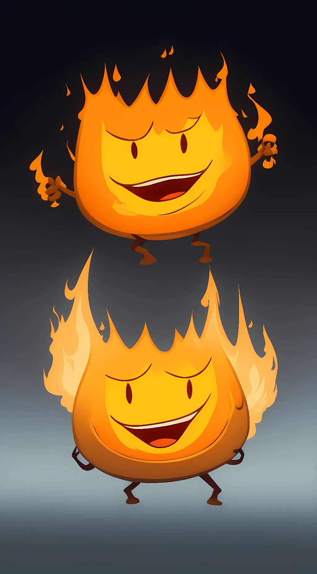 ai character: Firey BFDI background
