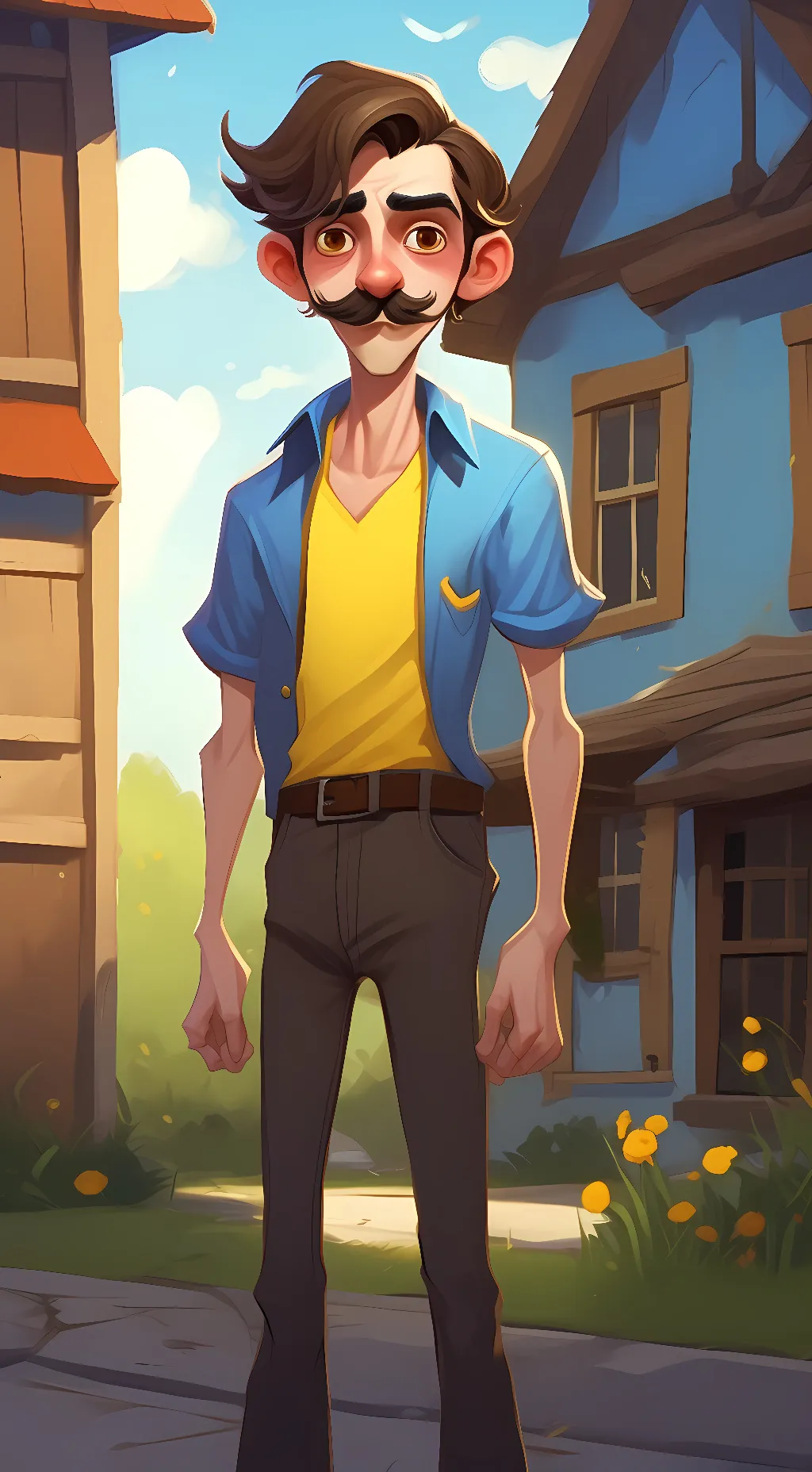 ai character: Hello neighbor  background