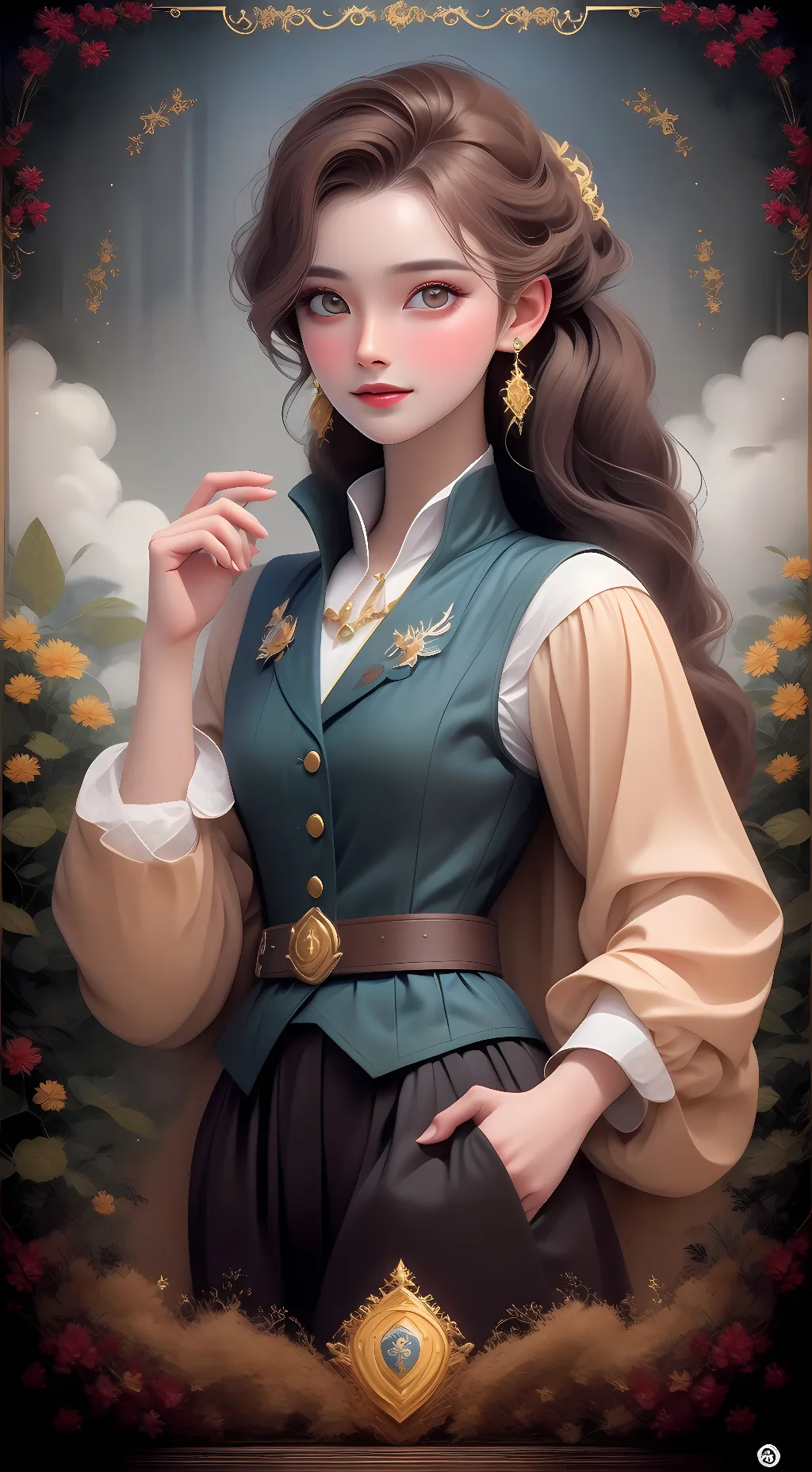 ai character: Basilia Snow background