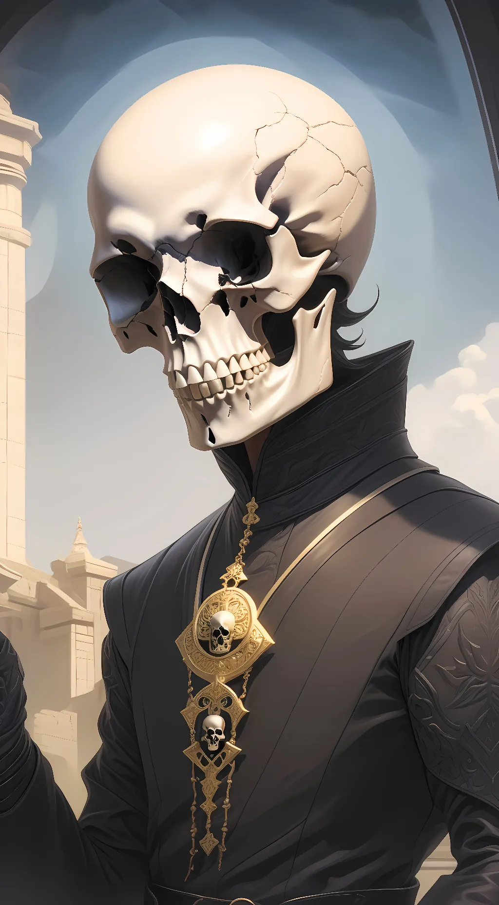 ai character: skull  background